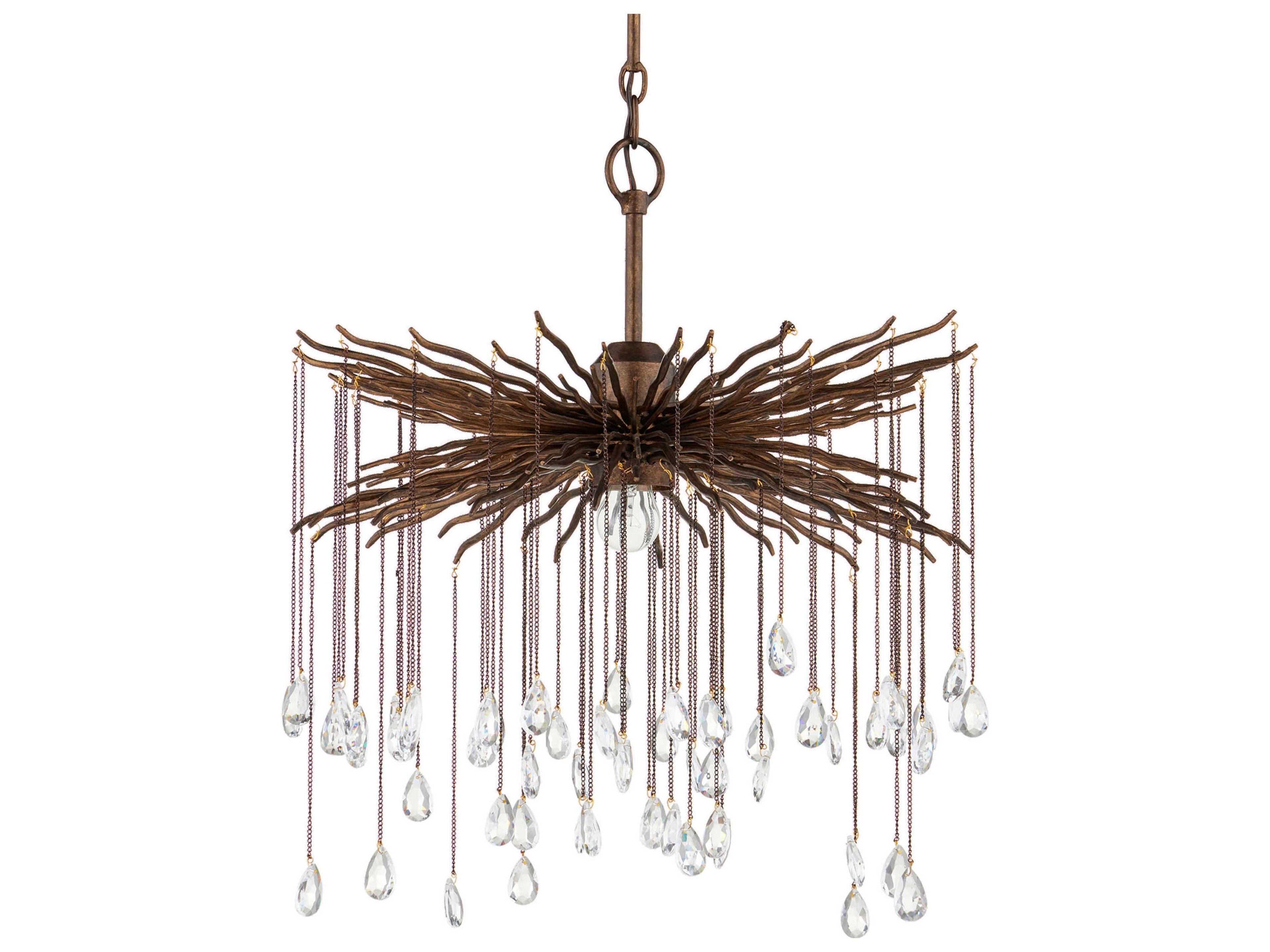 Currey & Company Fen 1-Light Cupertino Brown Crystal Pendant