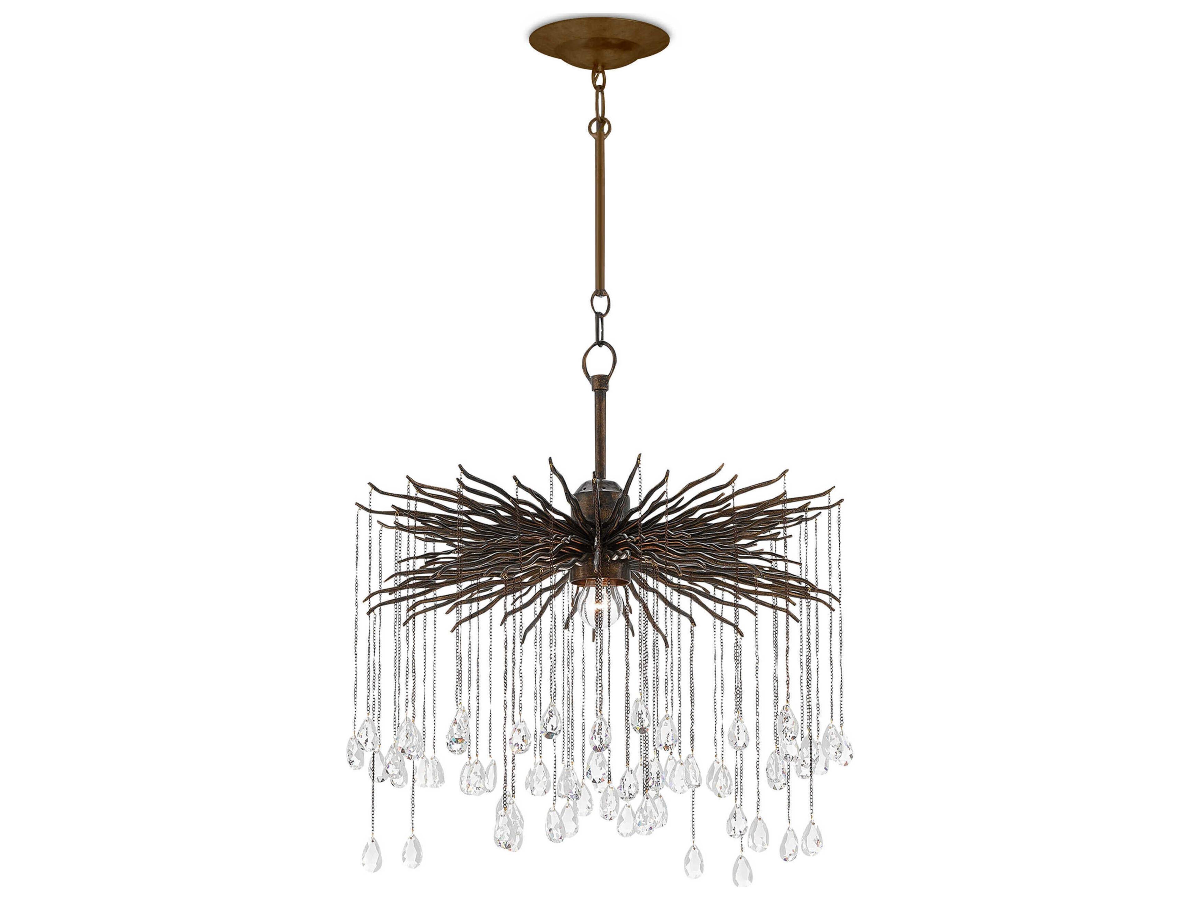 Currey & Company Fen 1-Light Cupertino Brown Crystal Pendant