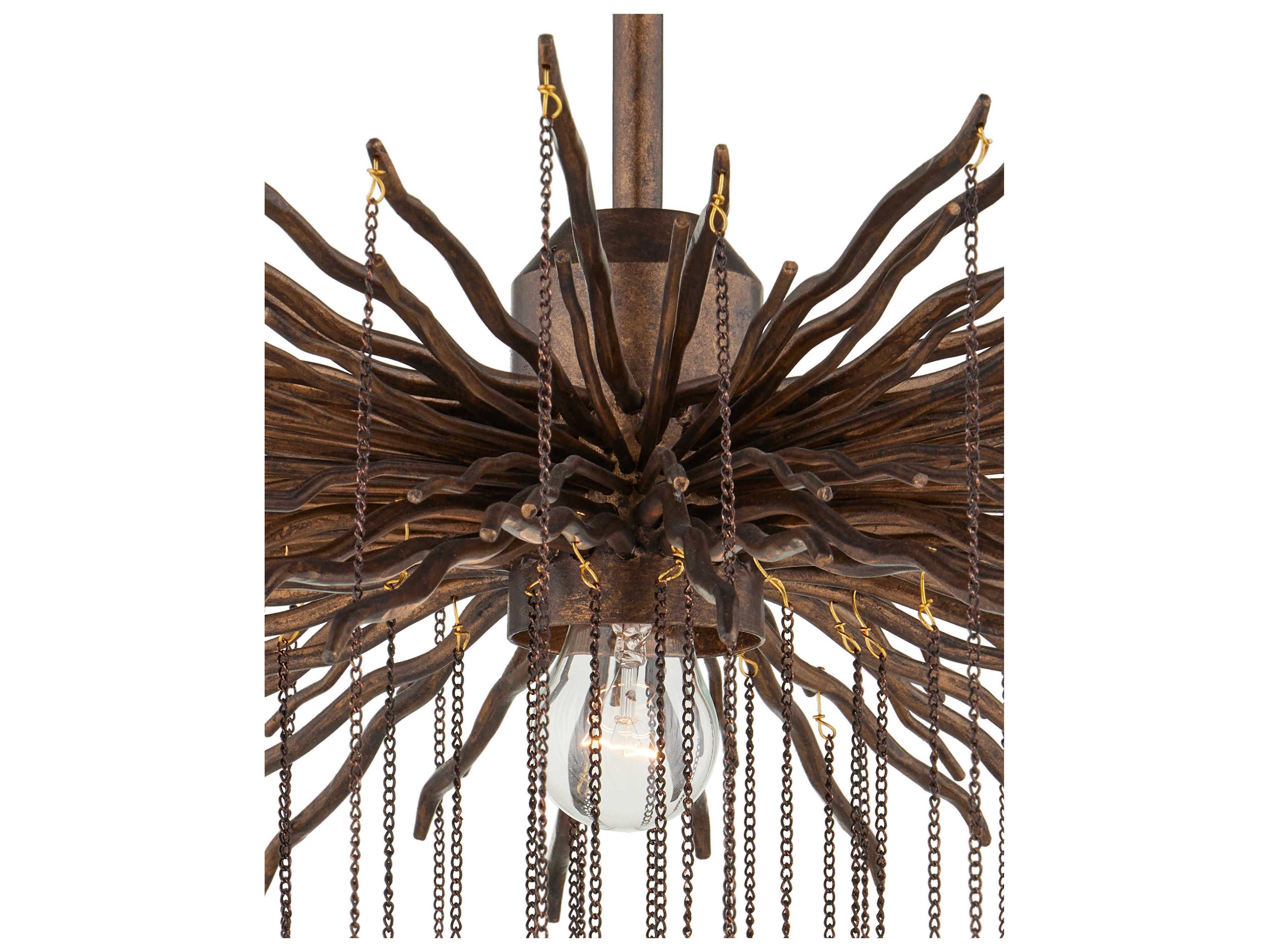 Currey & Company Fen 1-Light Cupertino Brown Crystal Pendant