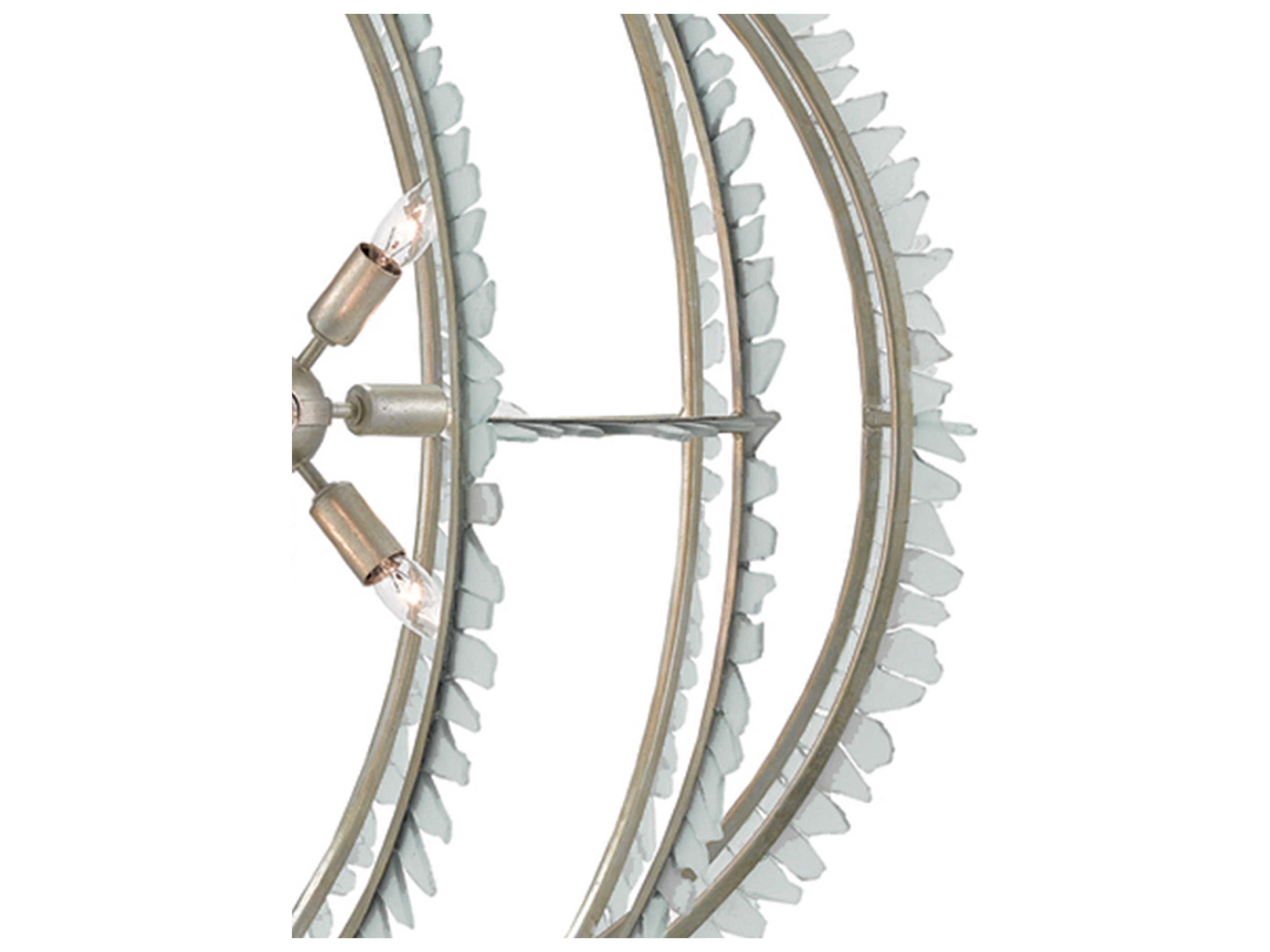 Currey & Company Saltwater 9-Light Contemporary Silver Leaf Seaglass Globe Chandelier