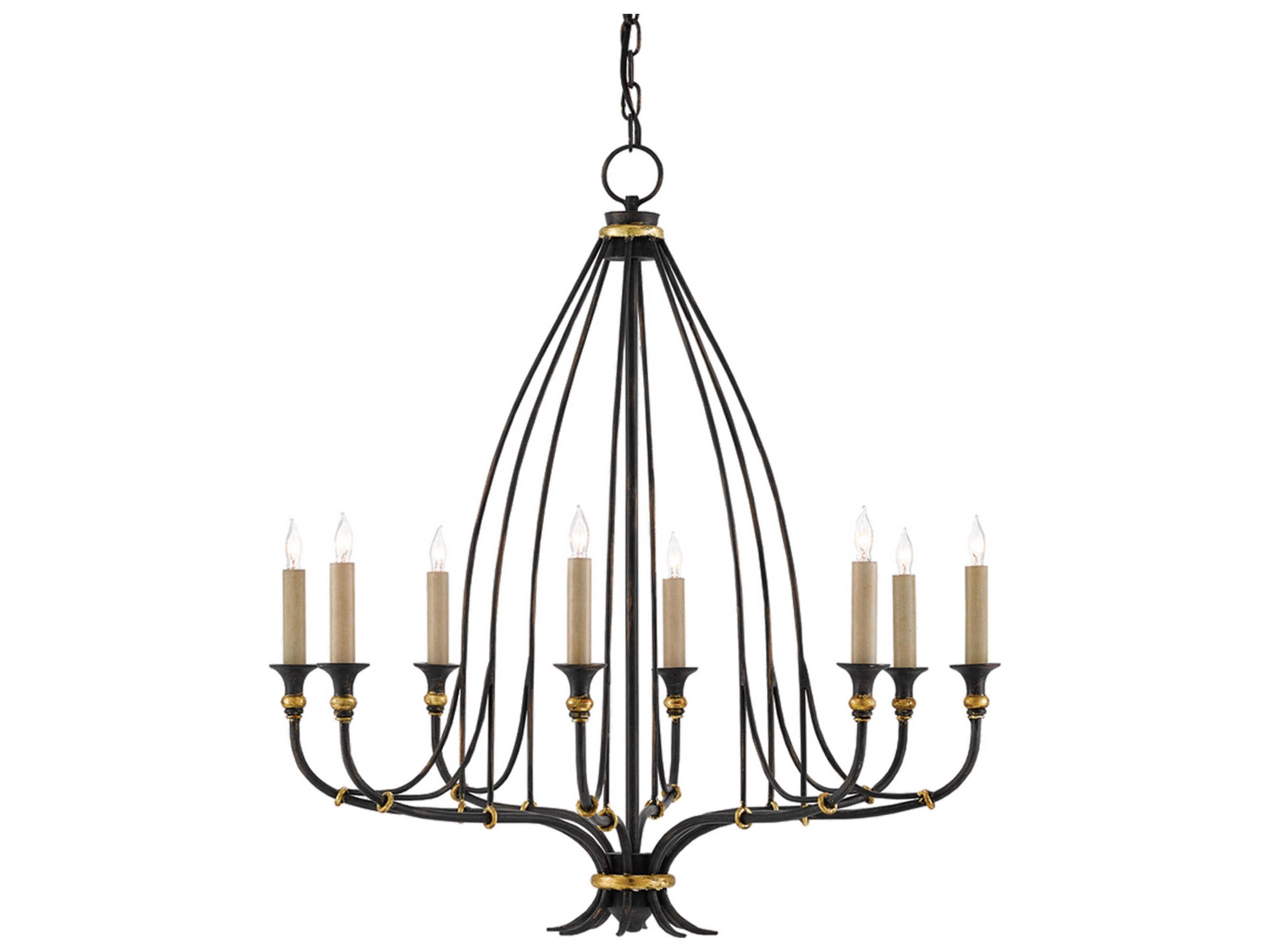 Folgate 8-Light French Black Gold Leaf Candelabra Chandelier