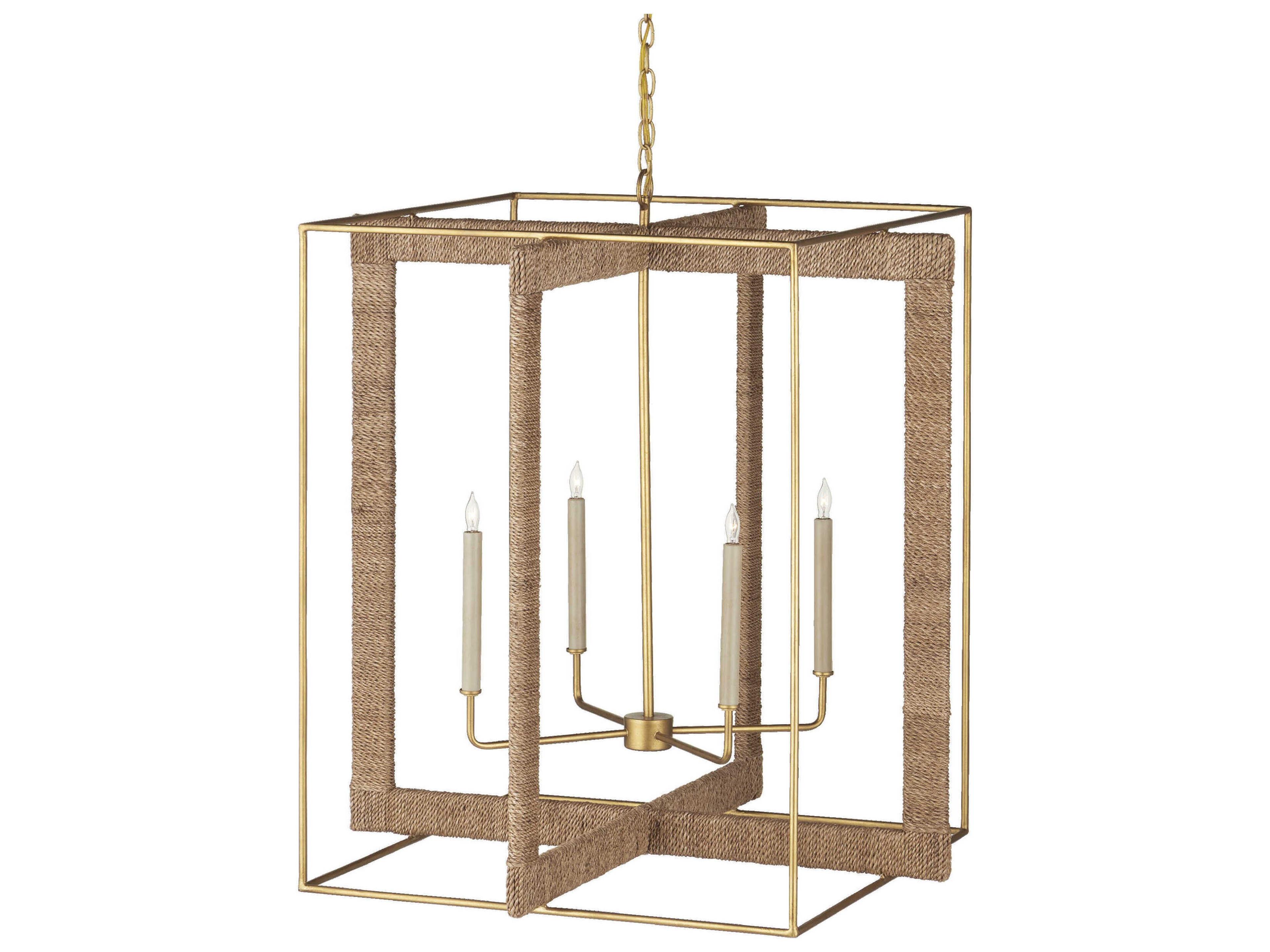 Purebred Cage Chandelier Contemporary Gold Leaf