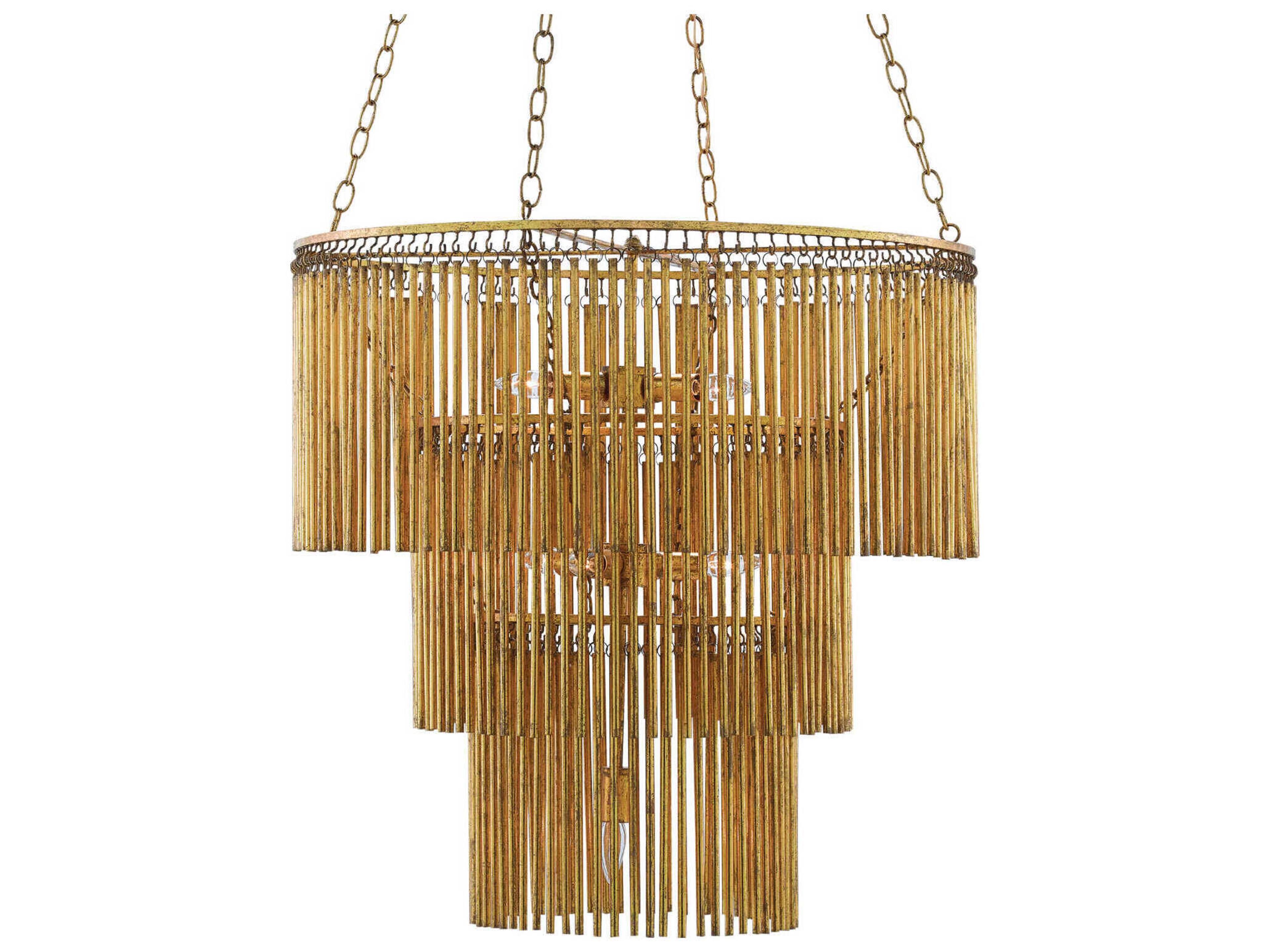 Mantra Chandelier Gold Leaf 7 Light Fixture