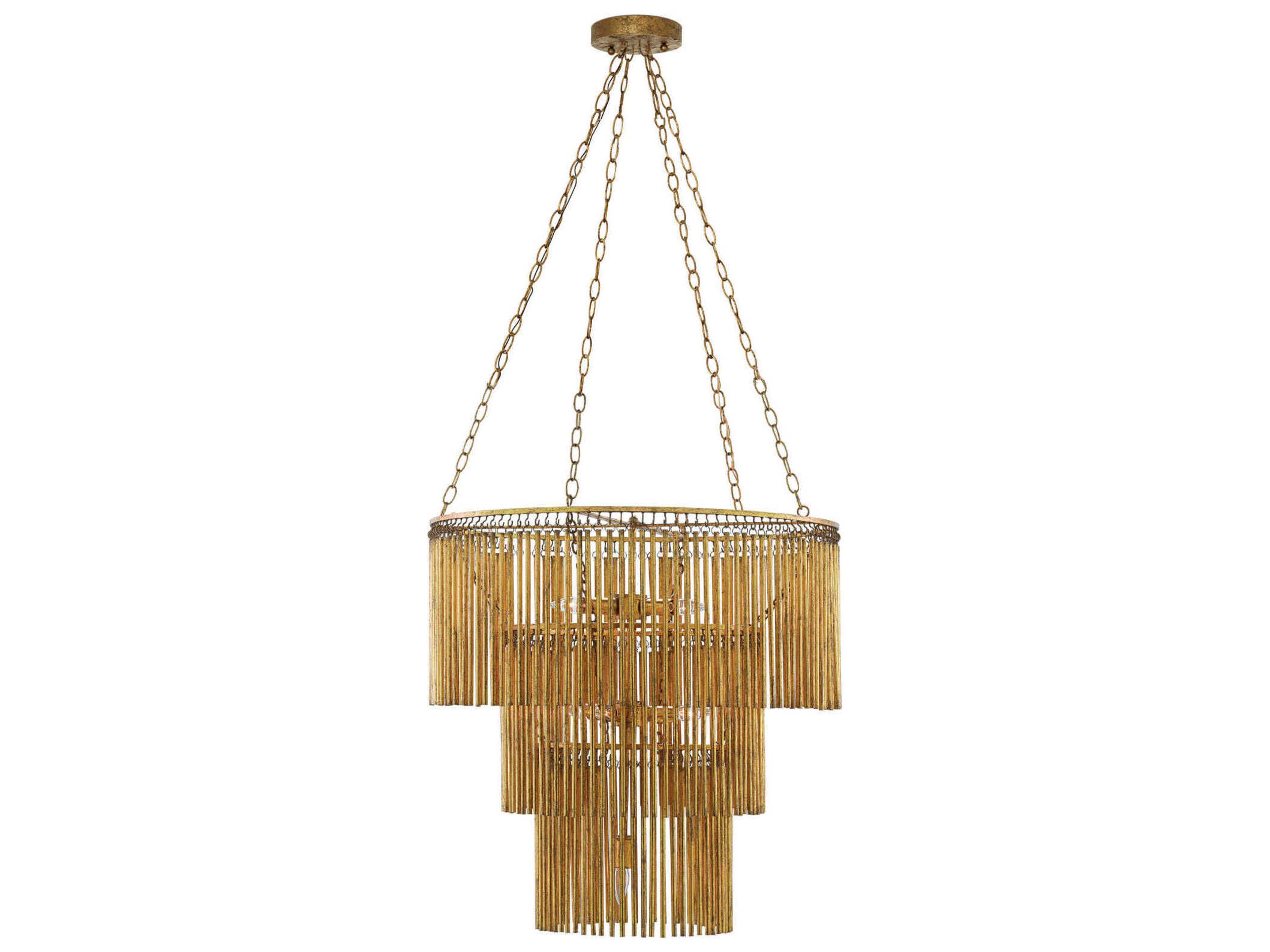 Currey & Company Mantra 7-Light Gold Leaf Tiered Chandelier