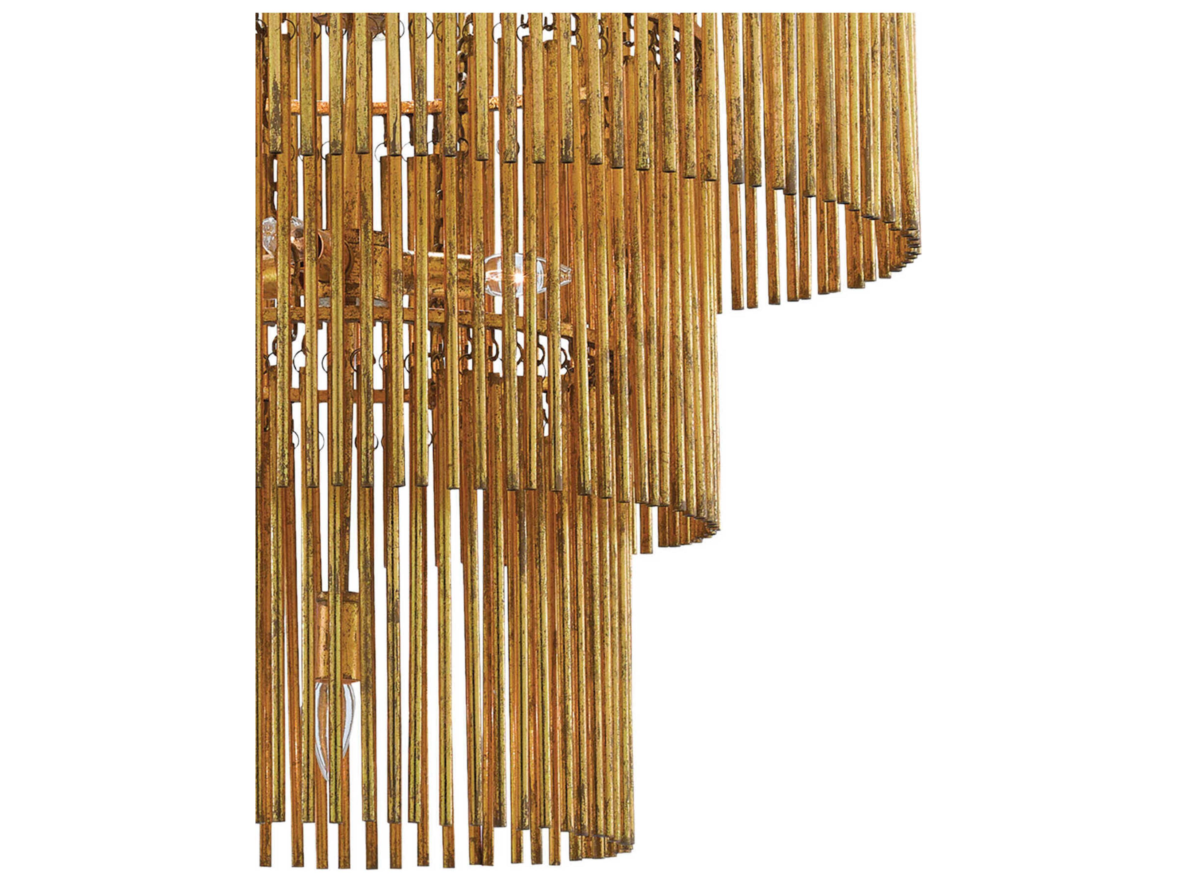 Currey & Company Mantra 7-Light Gold Leaf Tiered Chandelier