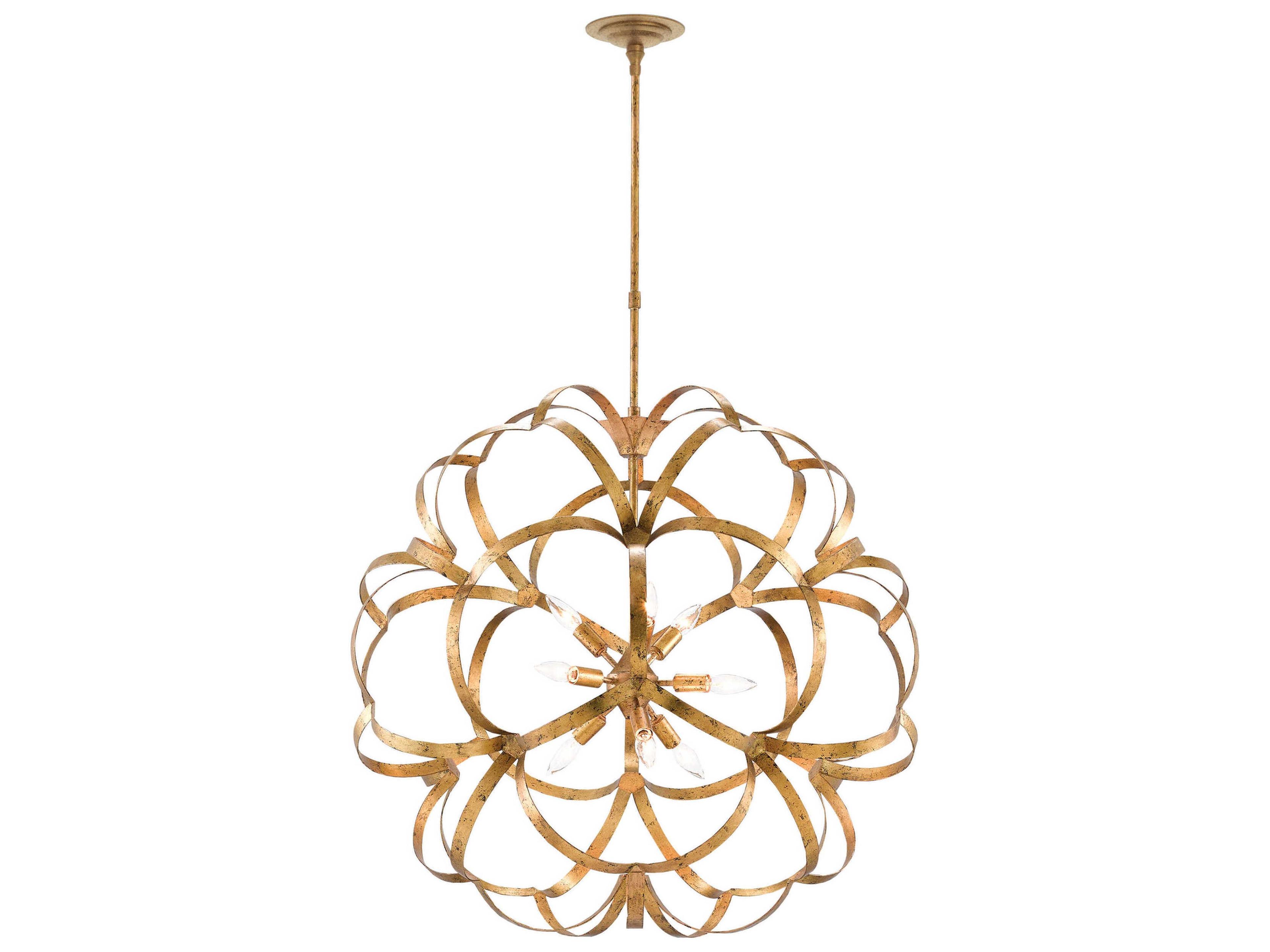 Currey & Company Sappho 9-Light New Gold Leaf Pendant