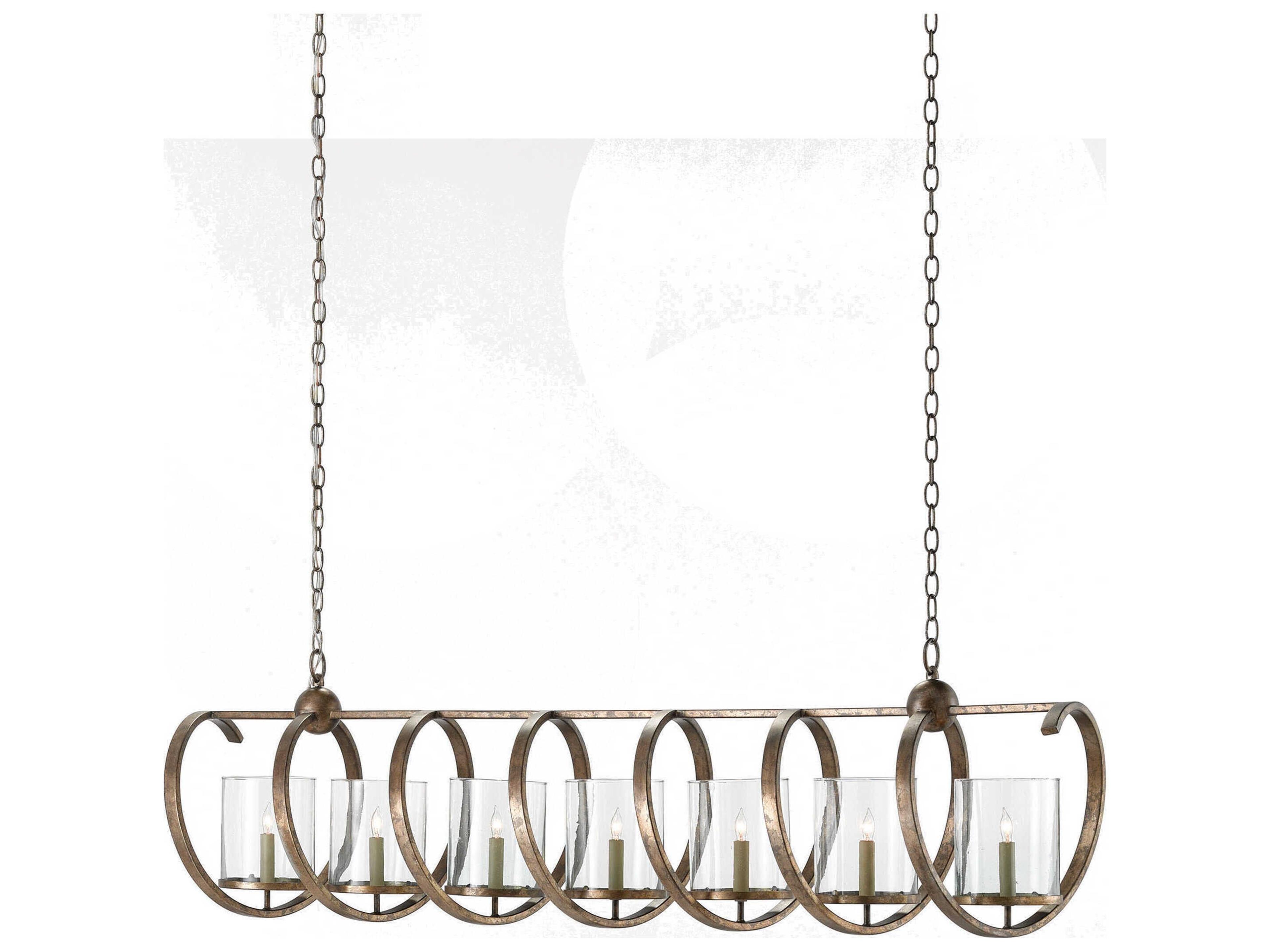 Currey & Company Maximus 7-Light Pyrite Bronze Glass Island Pendant