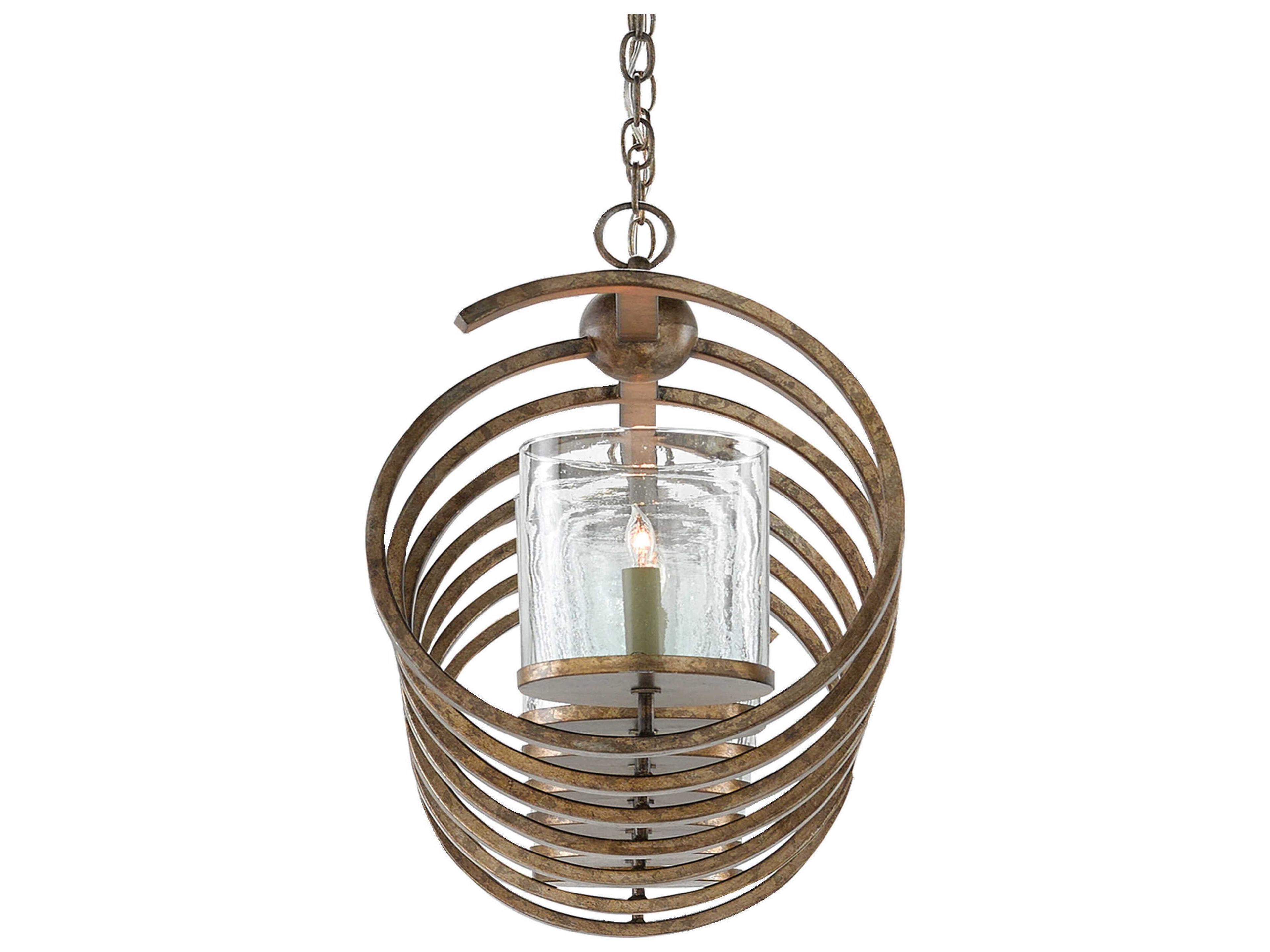 Currey & Company Maximus 7-Light Pyrite Bronze Glass Island Pendant