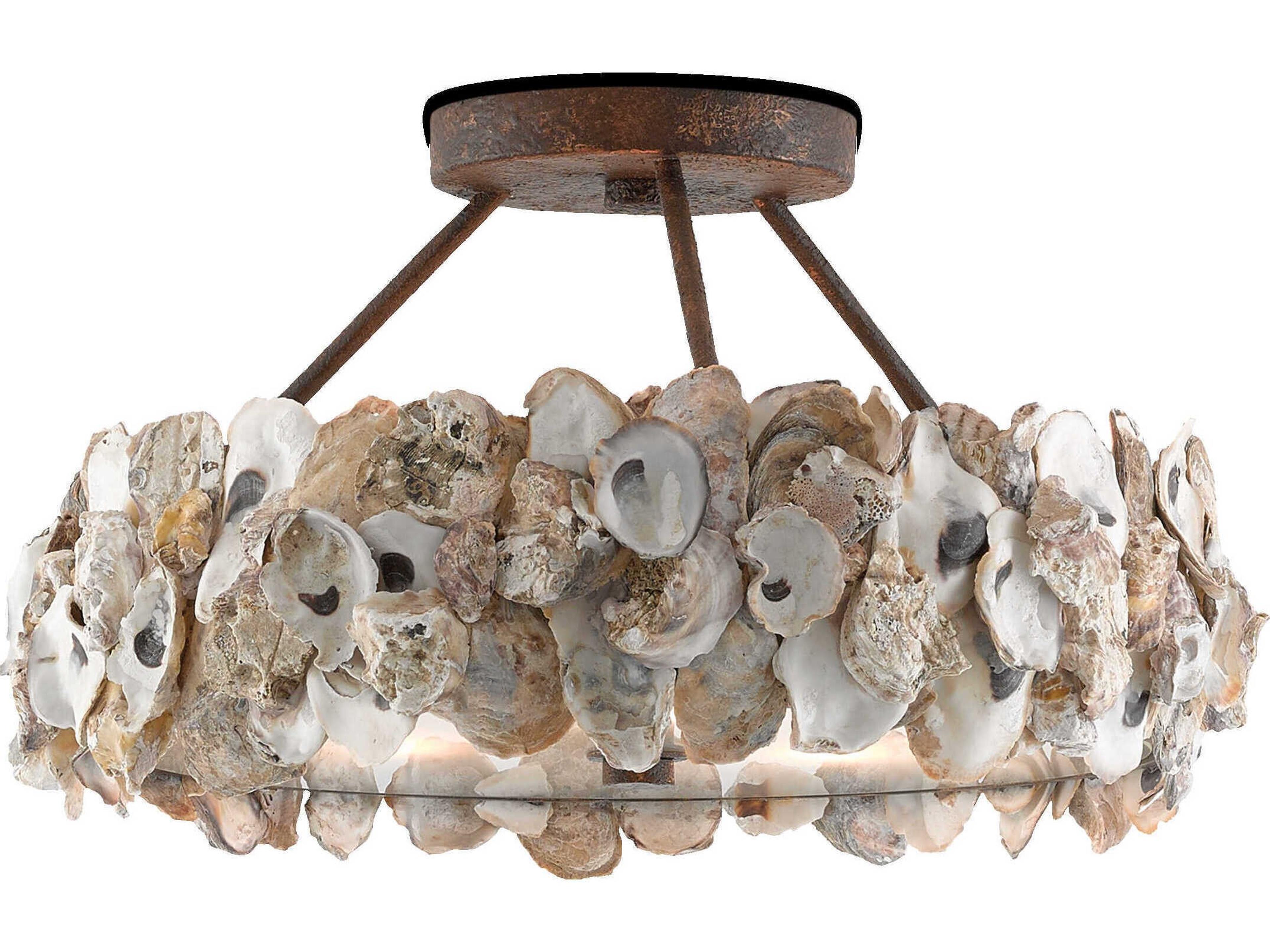 Oyster Semi-Flush Mount Ceiling Light Natural
