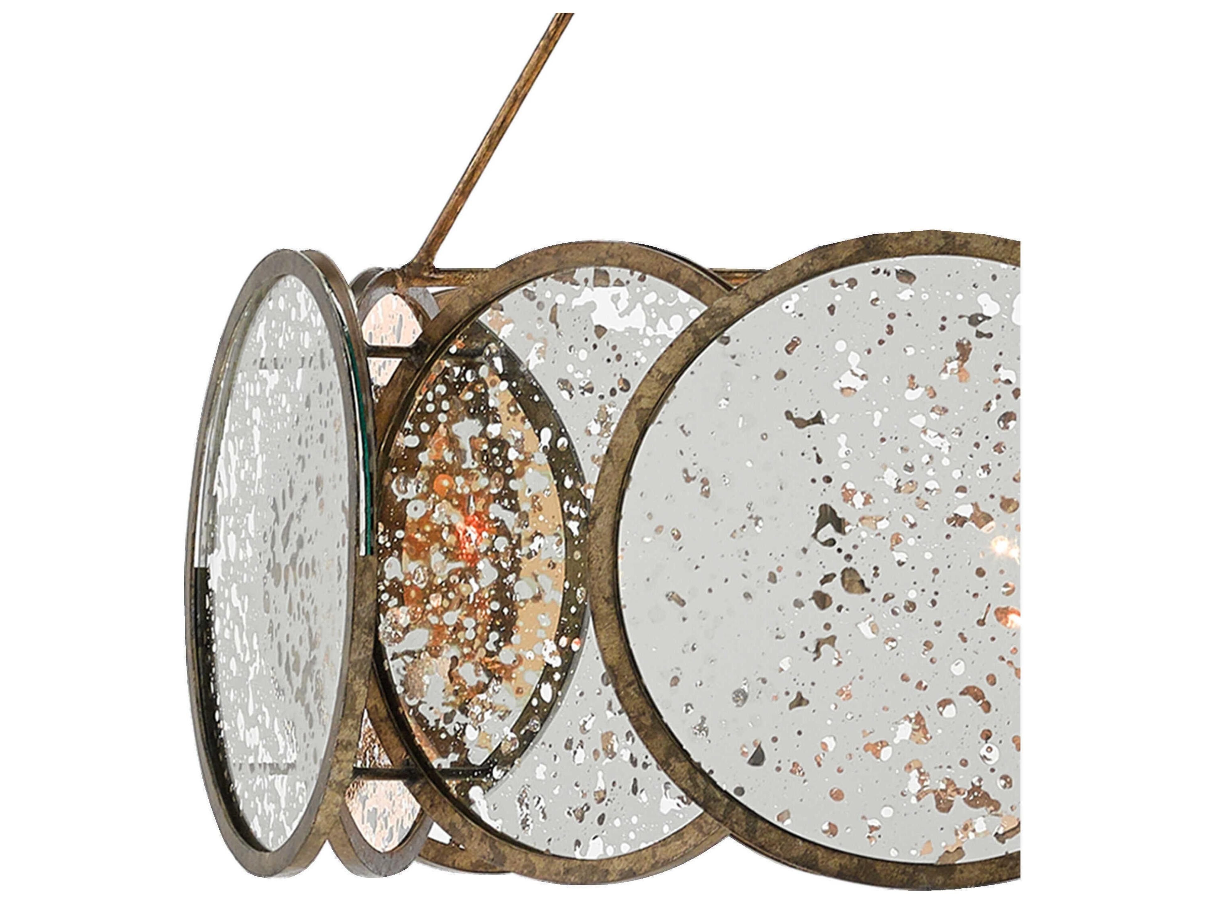 Currey & Company Oliveri 6-Light Pyrite Bronze Raj Mirror Glass Pendant