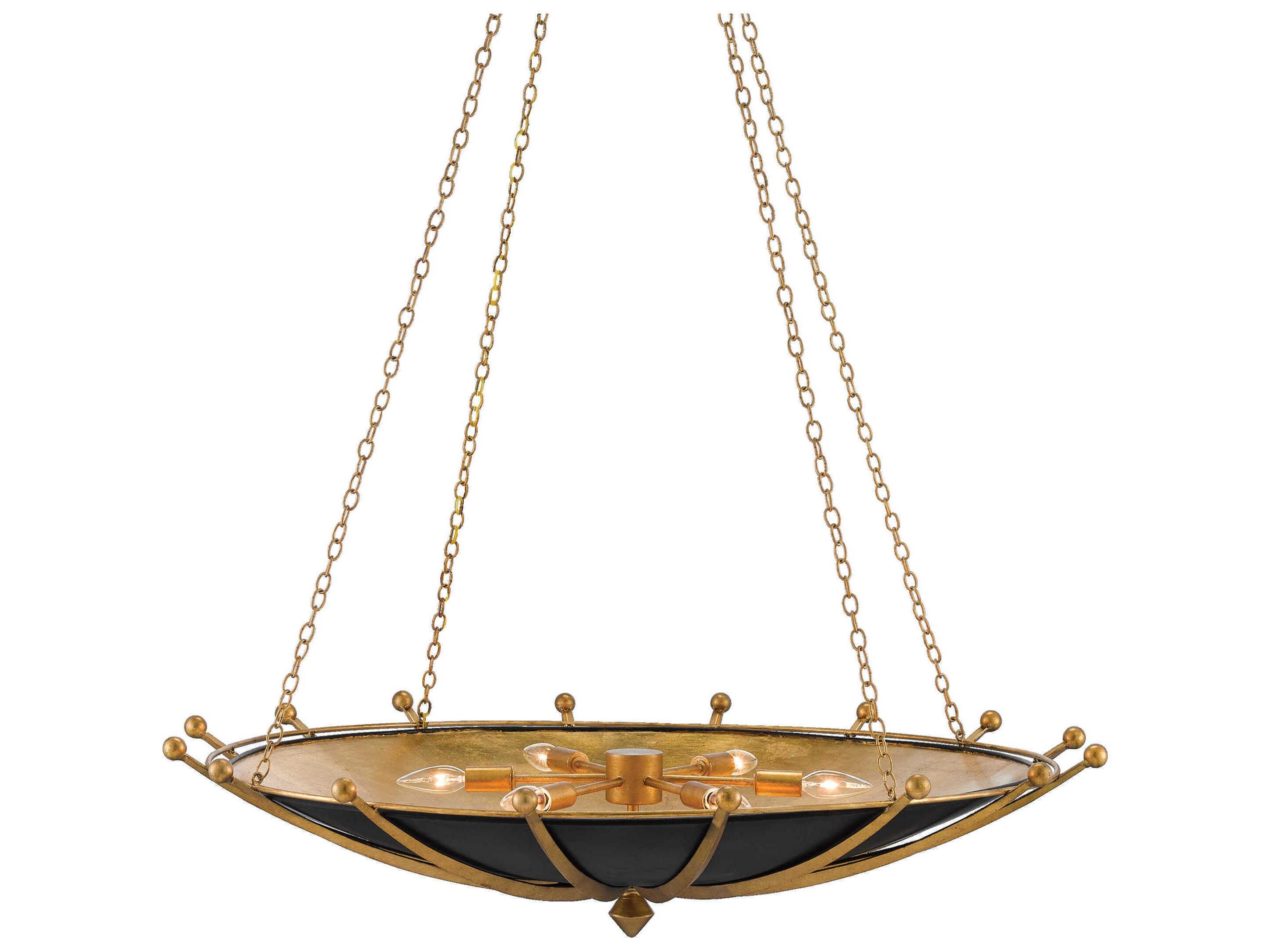 Currey & Company Fontaine 6-Light Black Bowl Pendant