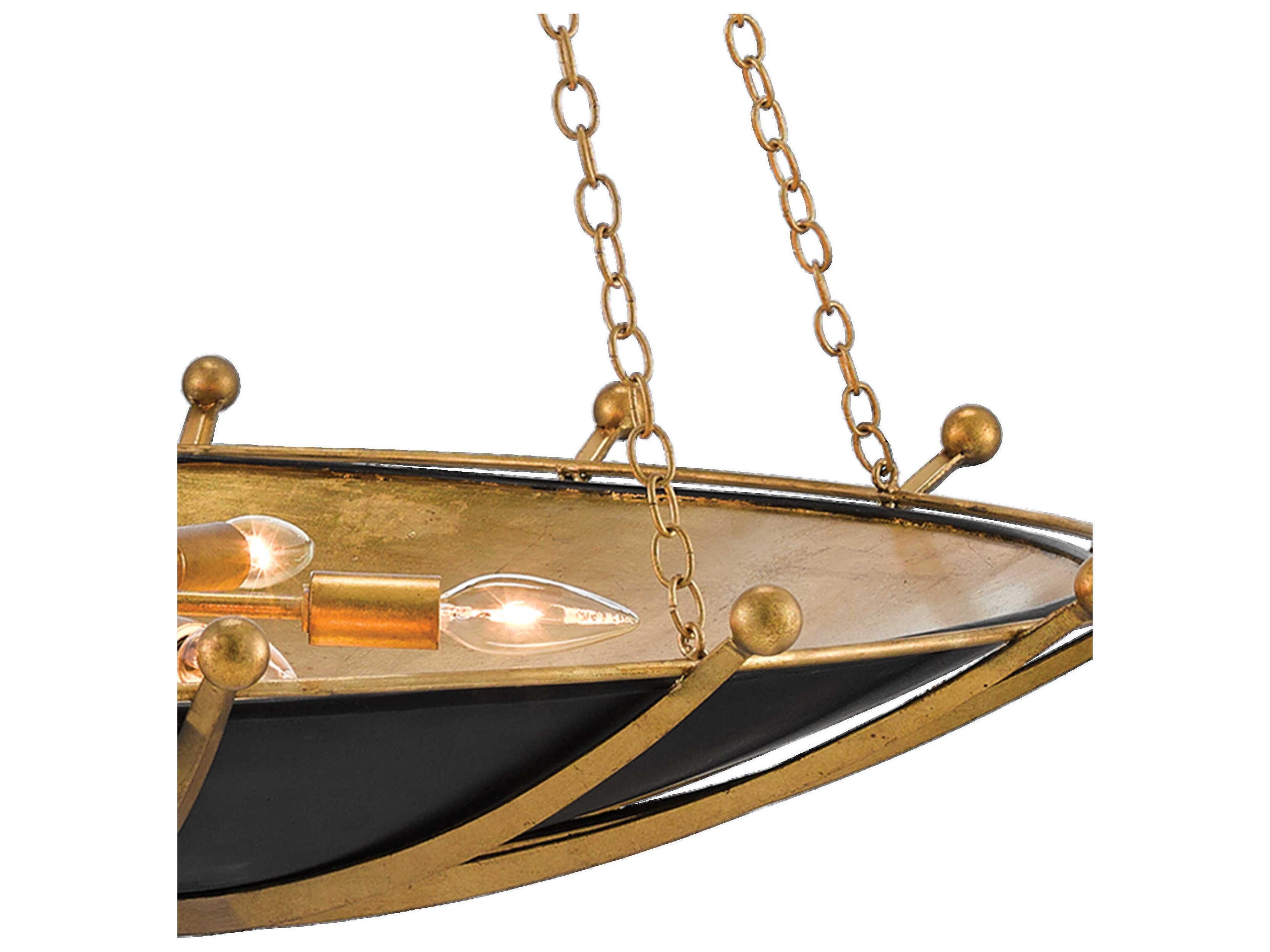 Currey & Company Fontaine 6-Light Black Bowl Pendant