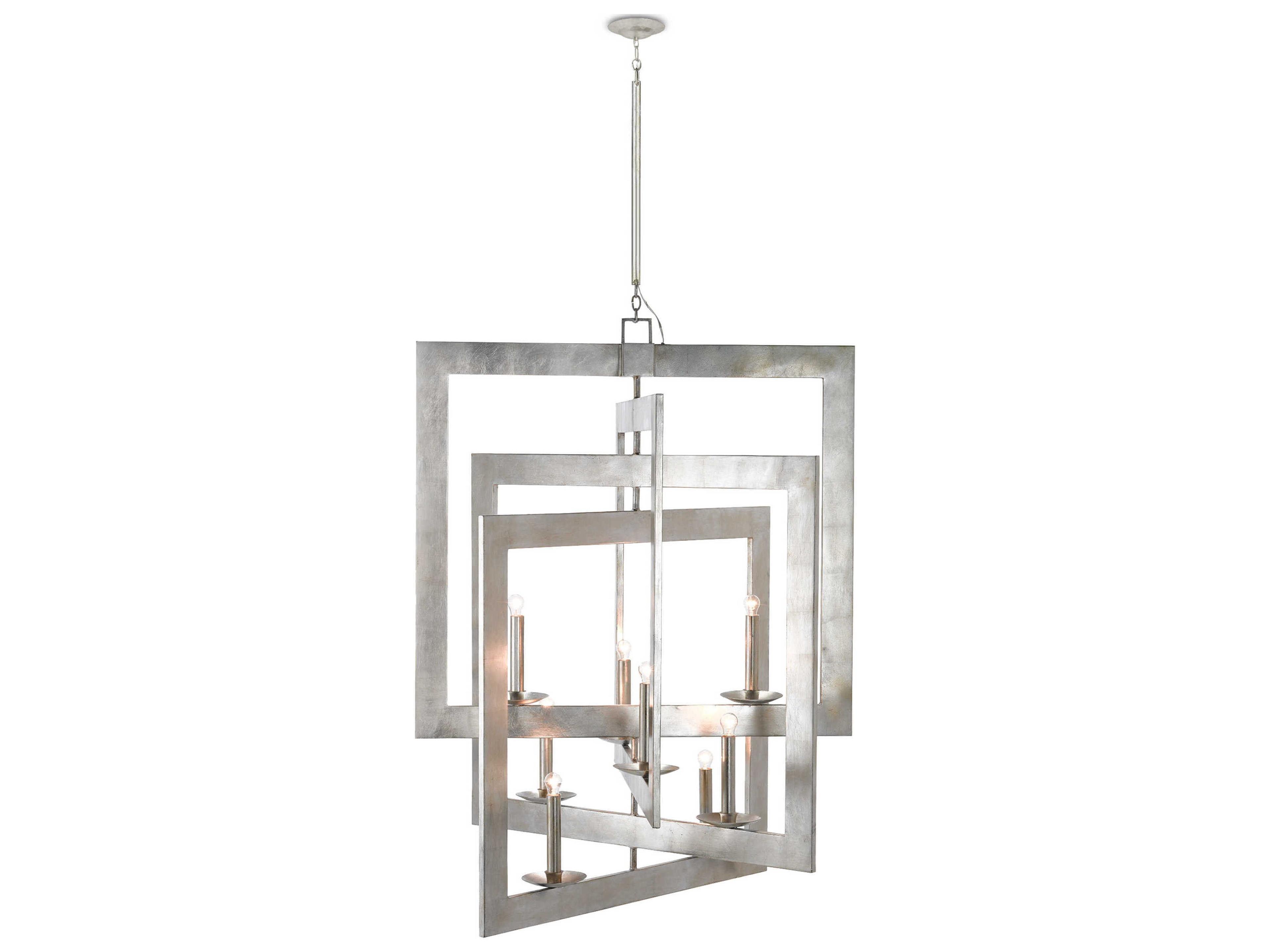 Currey & Company Middleton 8-Light Contemporary Silver Leaf Candelabra Chandelier