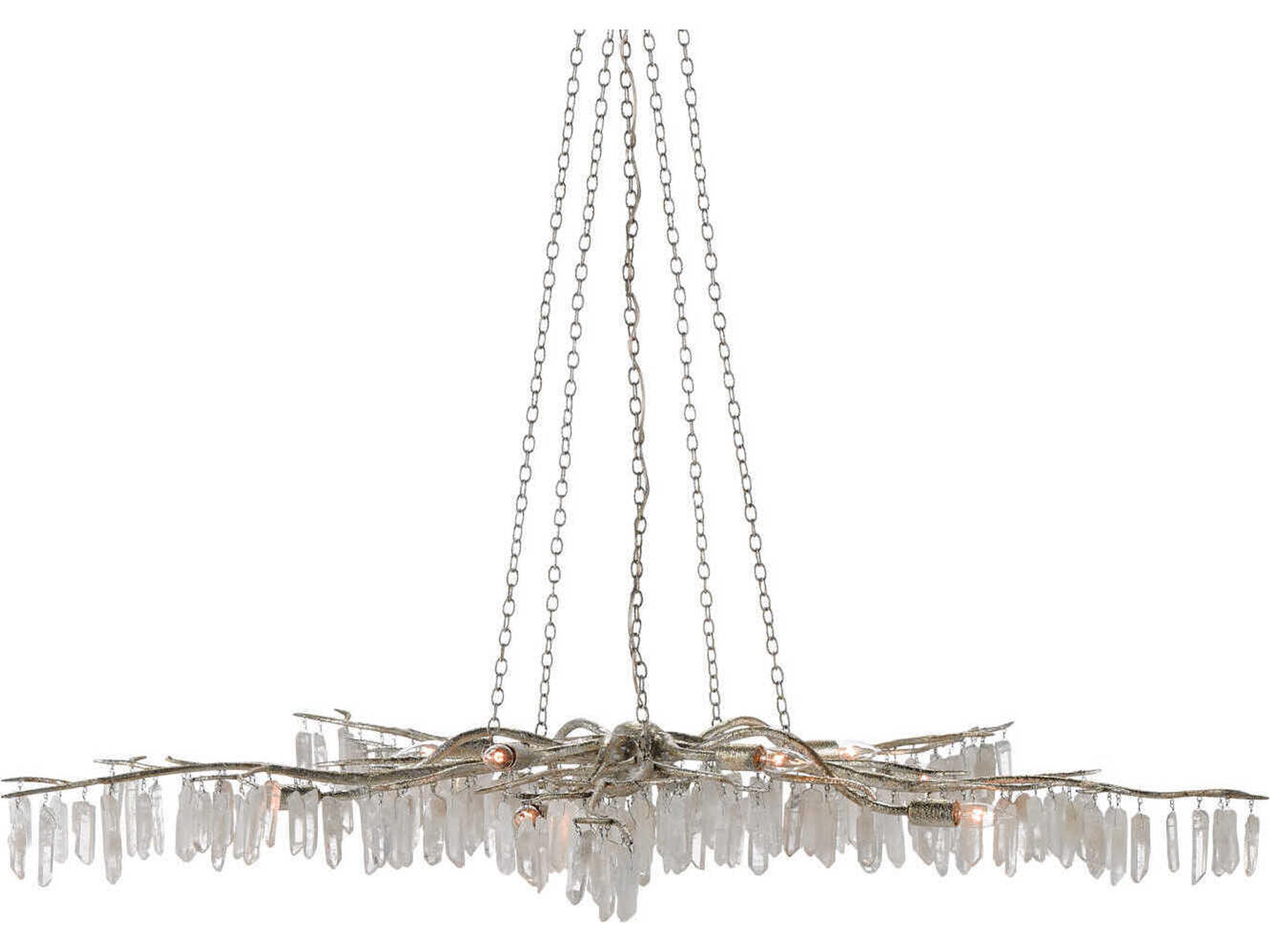 Forest 10-Light Textured Silver Natural Crystal Chandelier