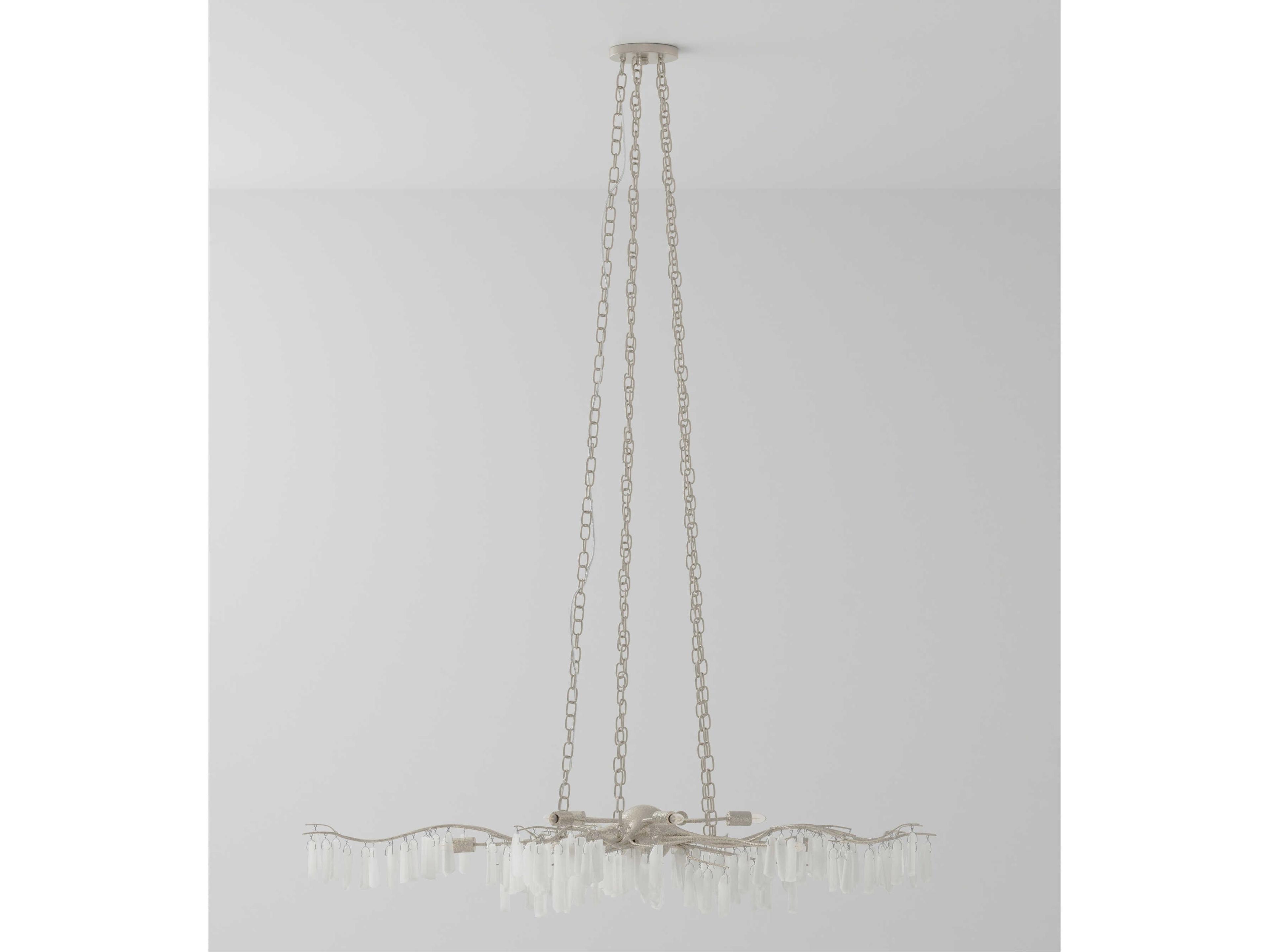 Currey & Company Forest 10-Light Textured Silver Natural Crystal Chandelier