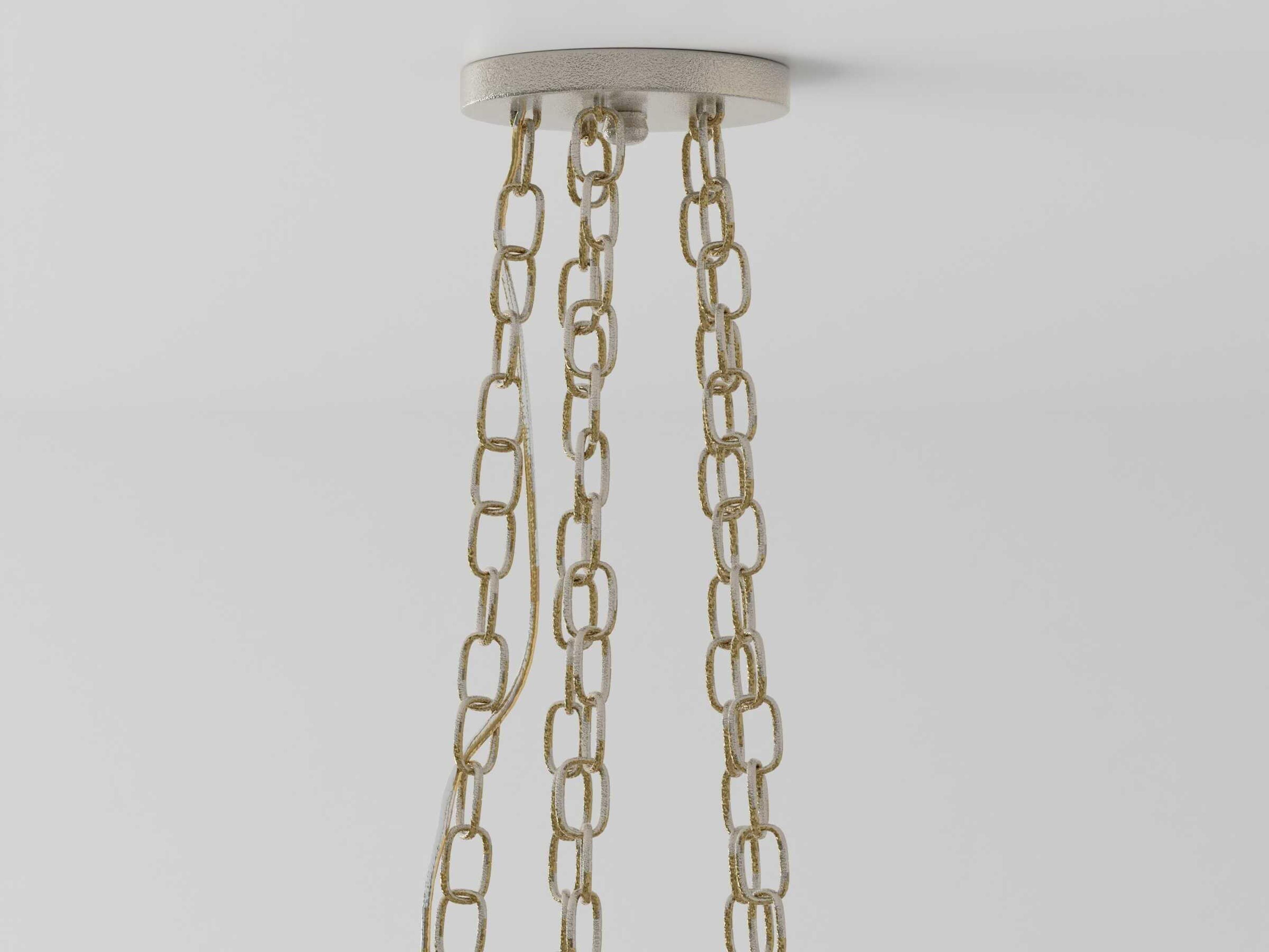 Currey & Company Forest 10-Light Textured Silver Natural Crystal Chandelier