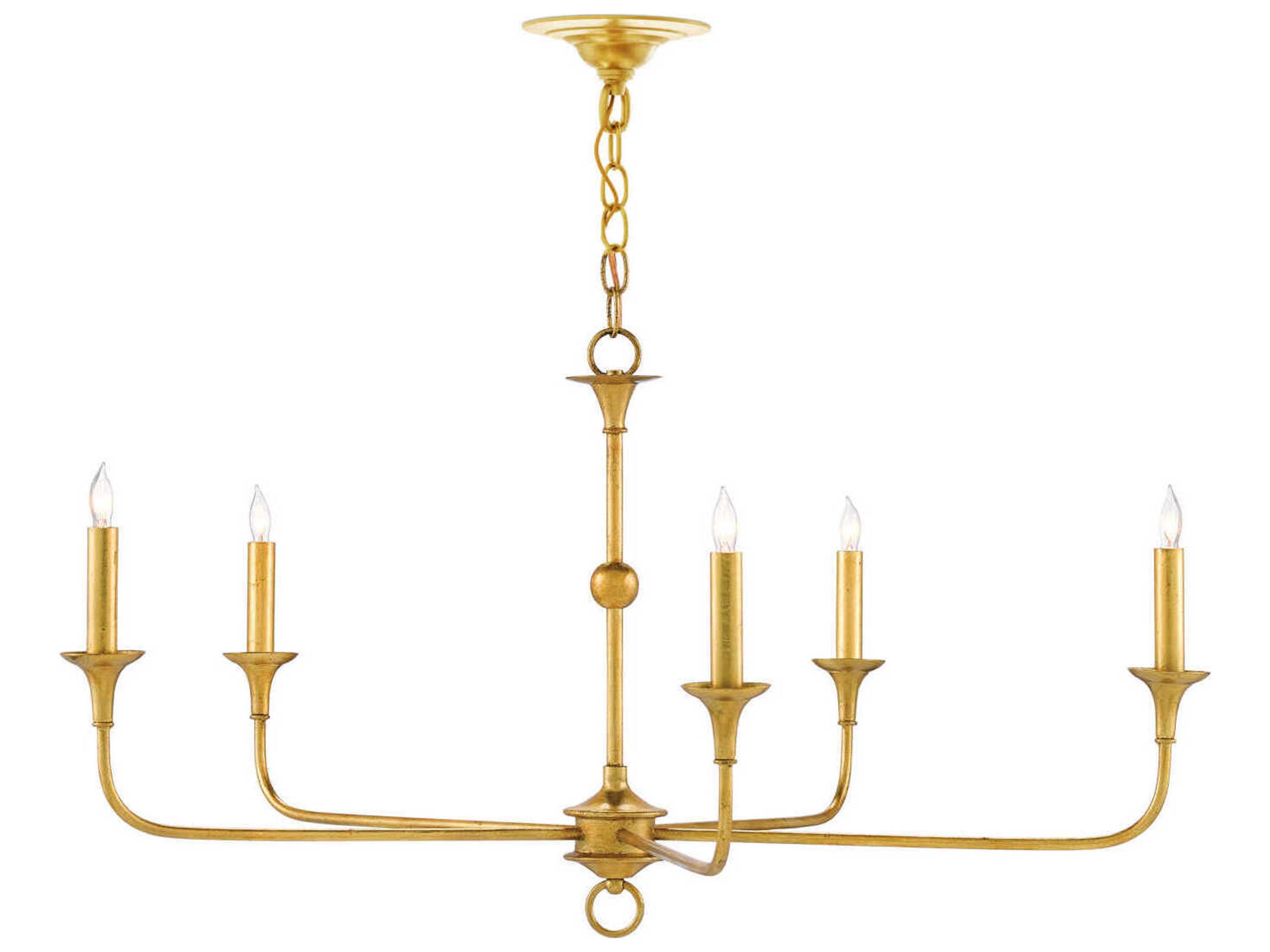 Currey & Company Nottaway 5-Light Contemporary Gold Leaf Chandelier
