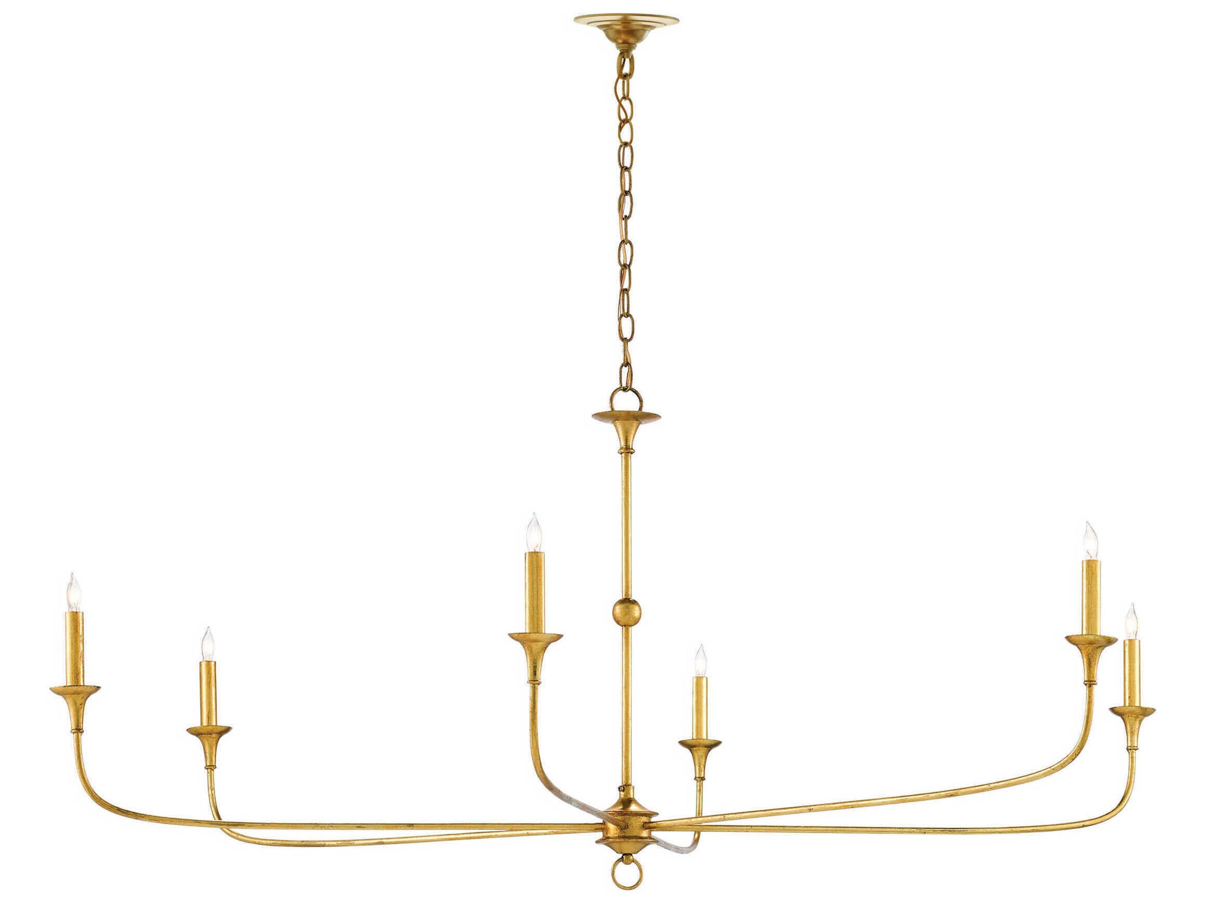 Currey & Company Nottaway 6-Light Contemporary Gold Leaf Candelabra Chandelier