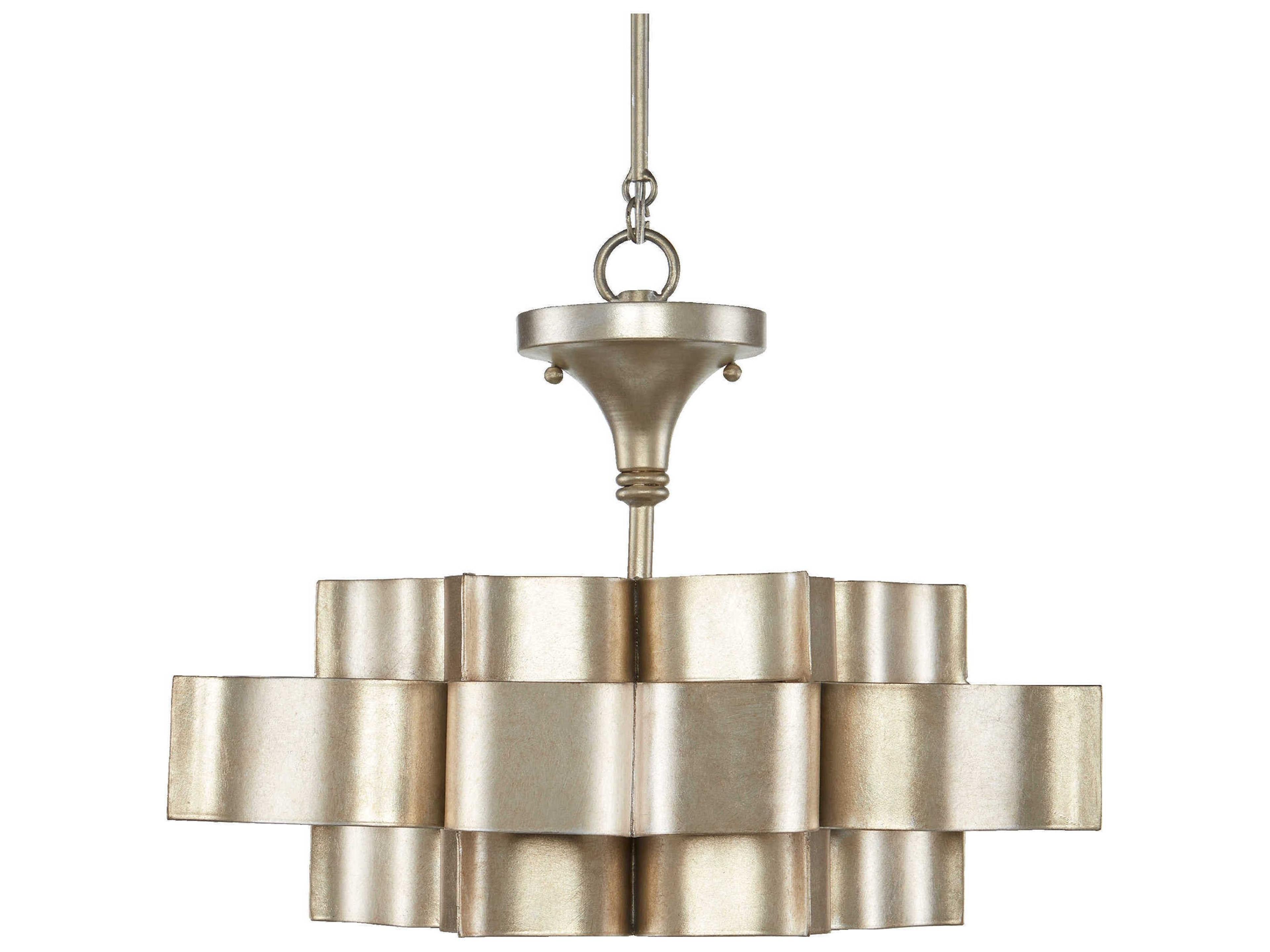 Currey & Company Grand Lotus 1-Light Contemporary Silver Leaf Pendant