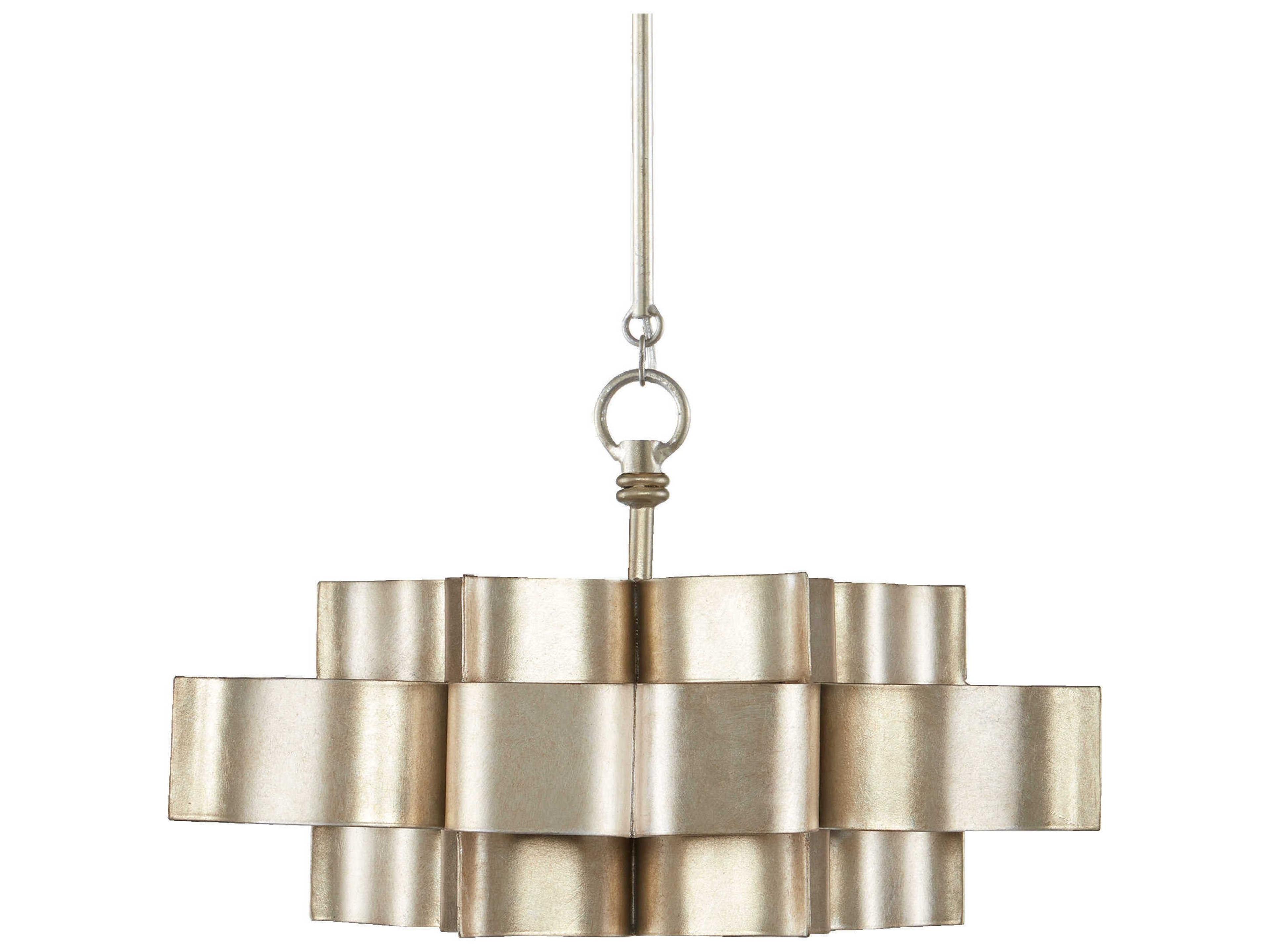 Currey & Company Grand Lotus 1-Light Contemporary Silver Leaf Pendant