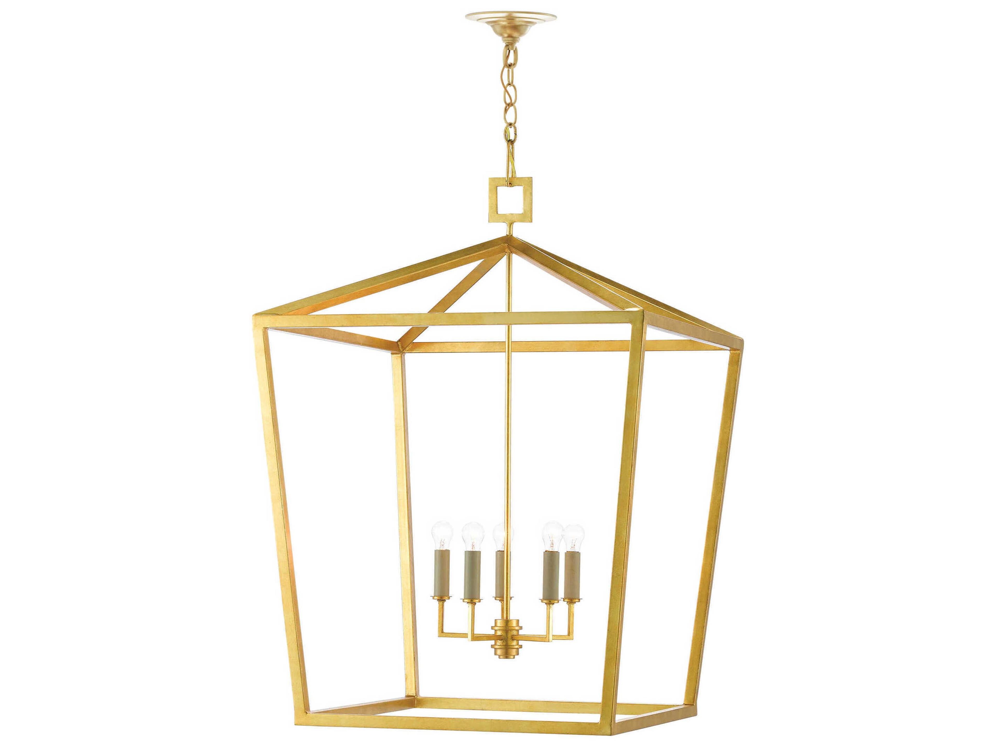 Currey & Company Denison 5-Light Contemporary Gold Leaf Candelabra Chandelier