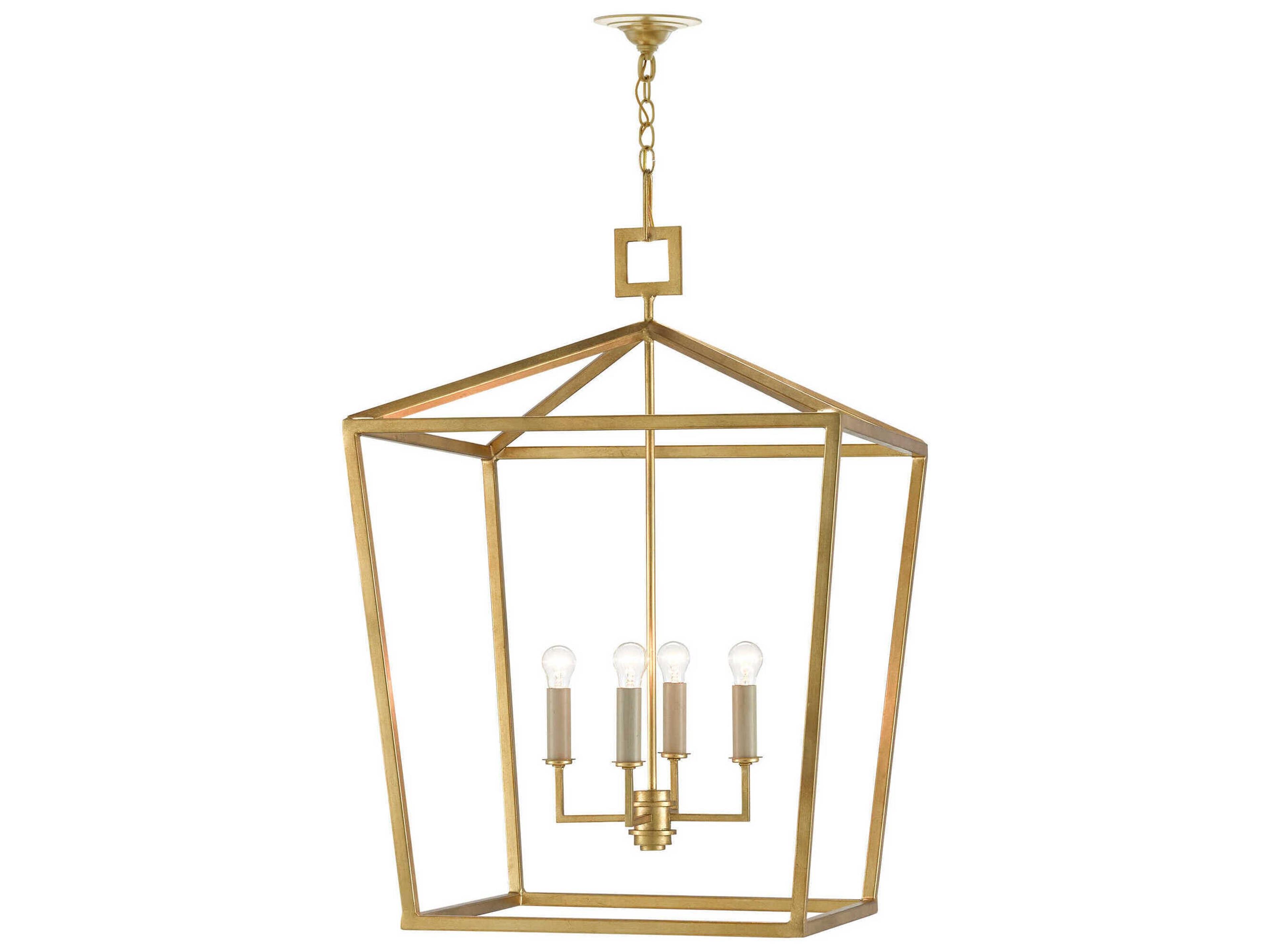 Currey & Company Denison 4-Light Contemporary Gold Leaf Candelabra Chandelier
