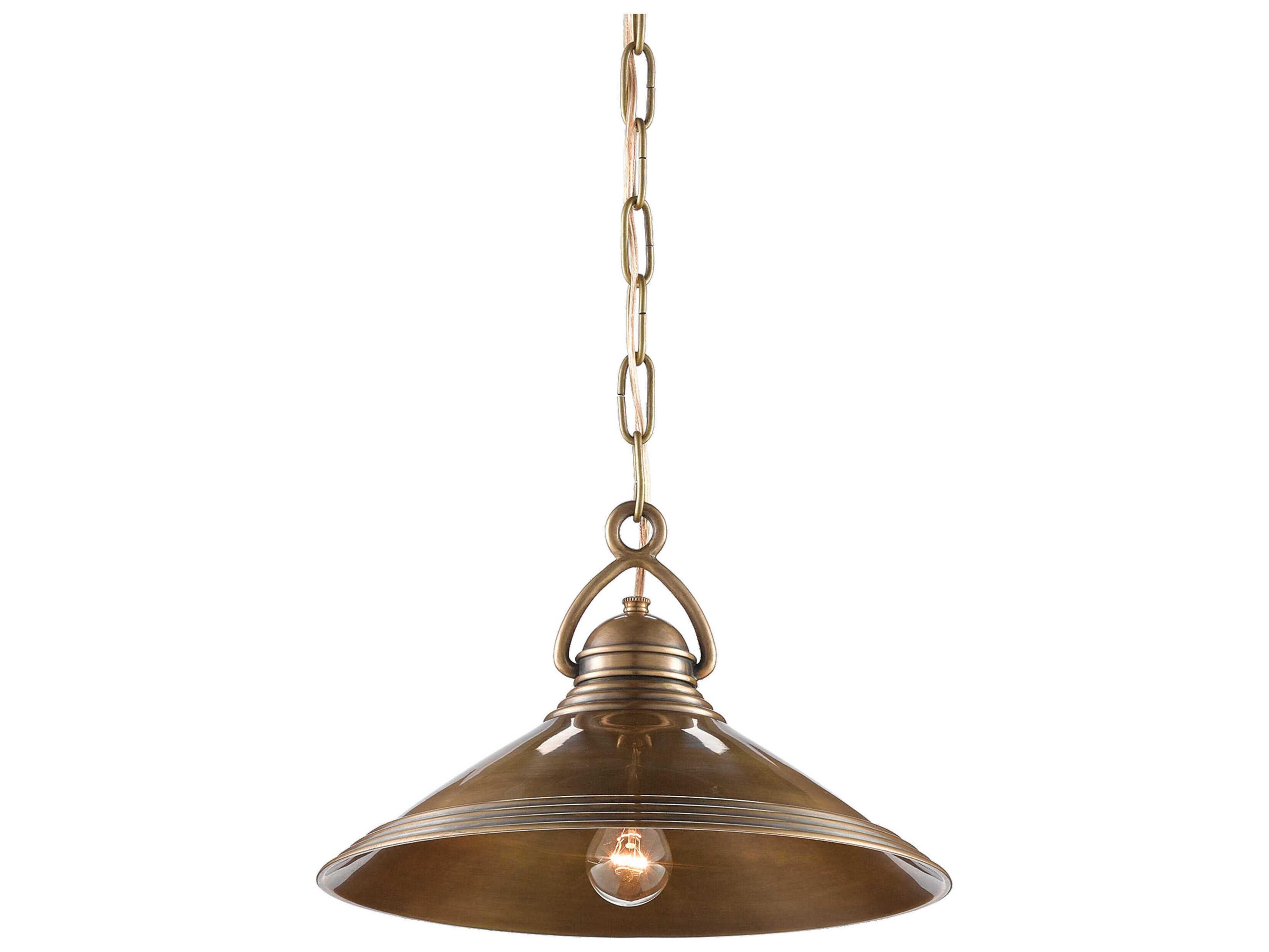 Currey & Company Weybright 1-Light Vintage Brass Bell Pendant