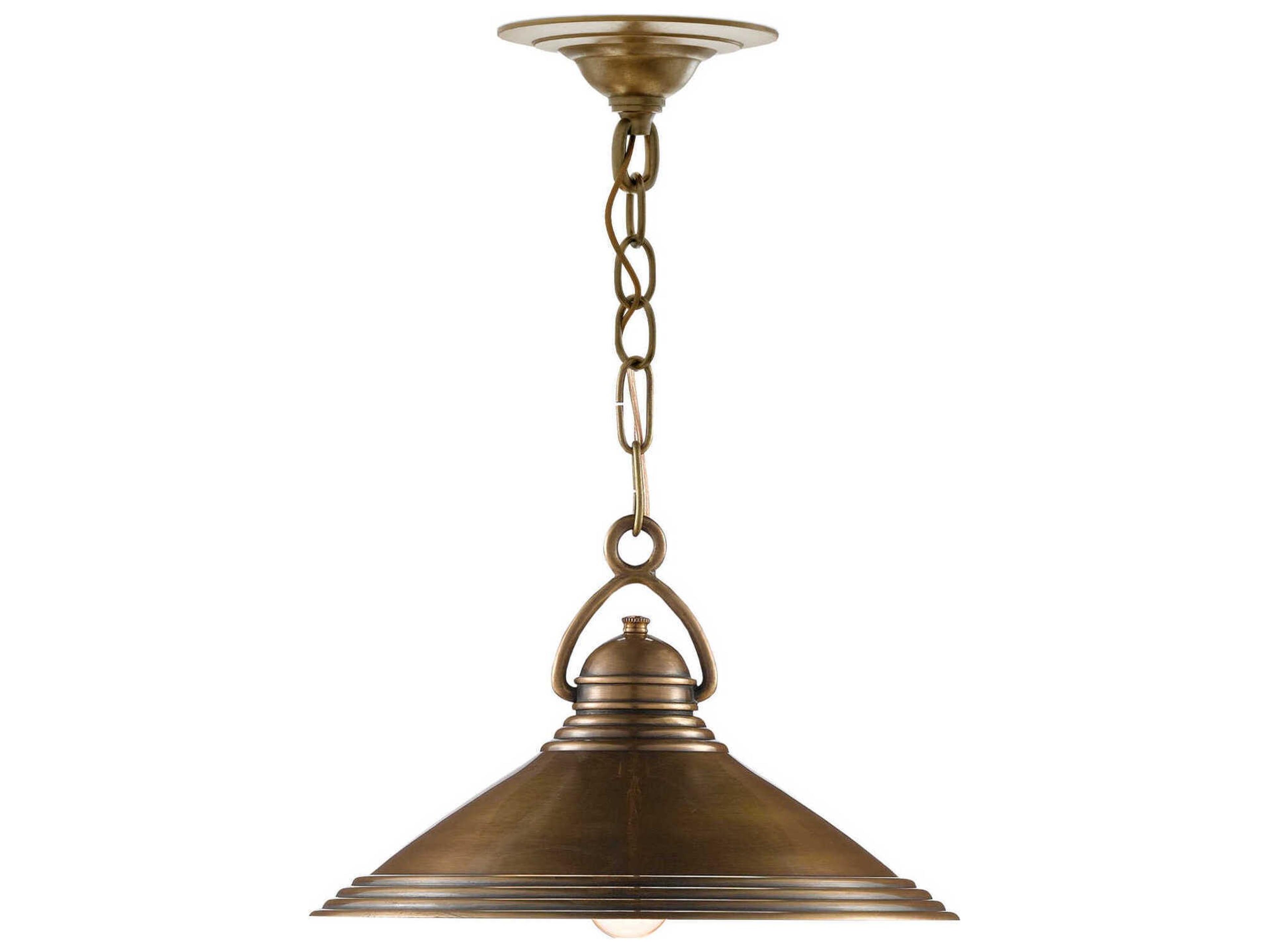 Currey & Company Weybright 1-Light Vintage Brass Bell Pendant
