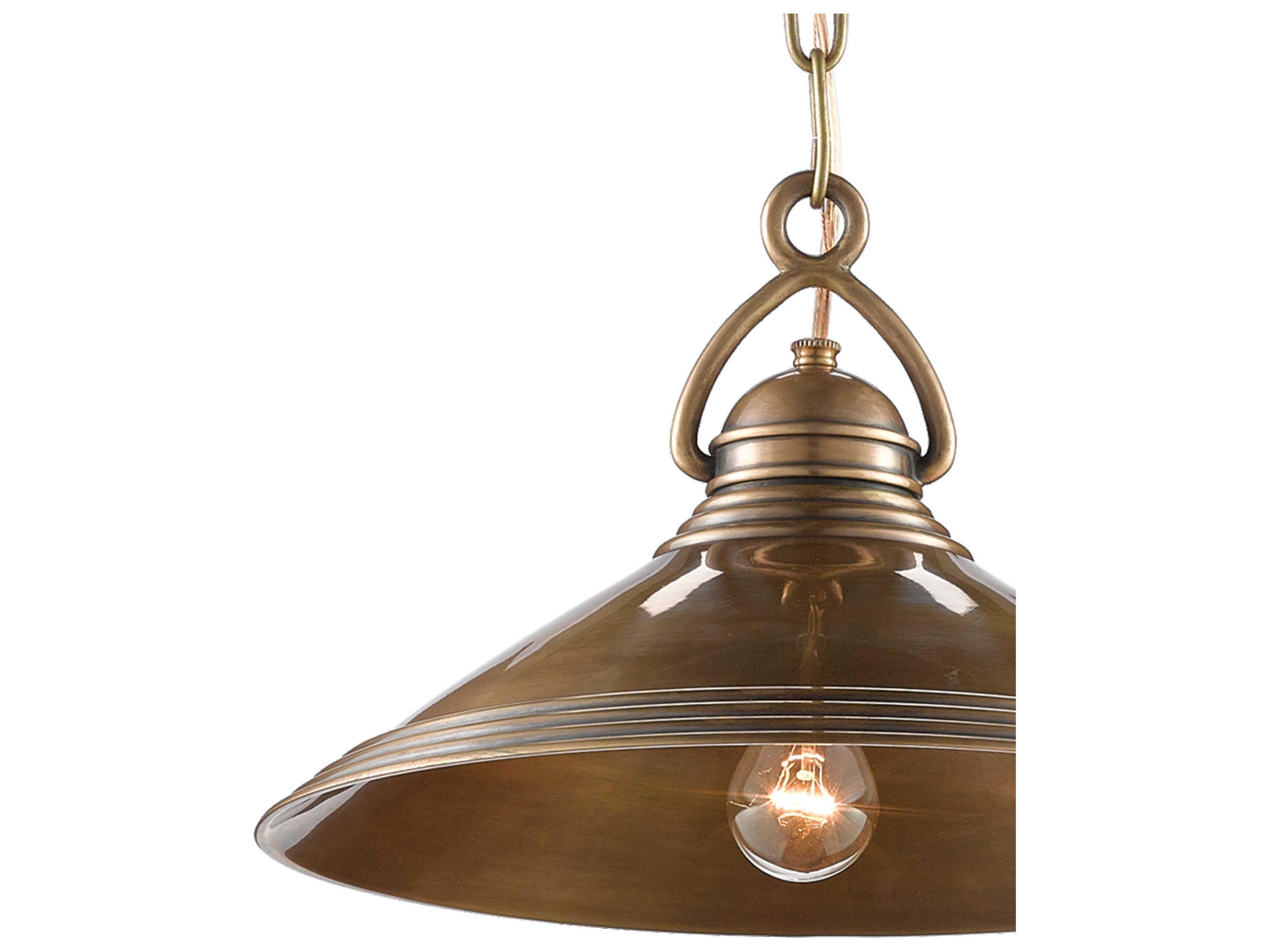 Currey & Company Weybright 1-Light Vintage Brass Bell Pendant