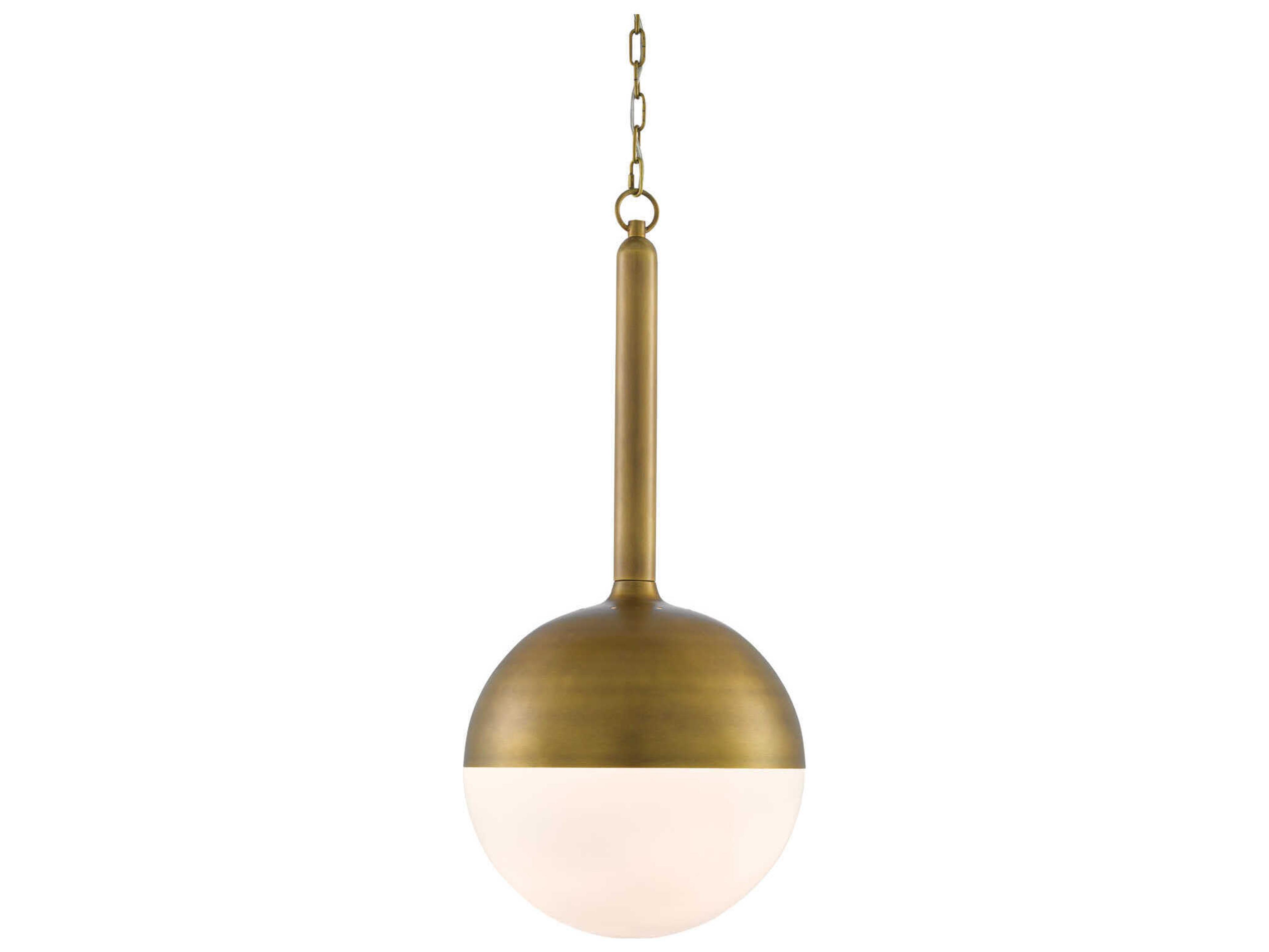 Moonward 1-Light Antique Brass Opaque White Glass Globe Pendant