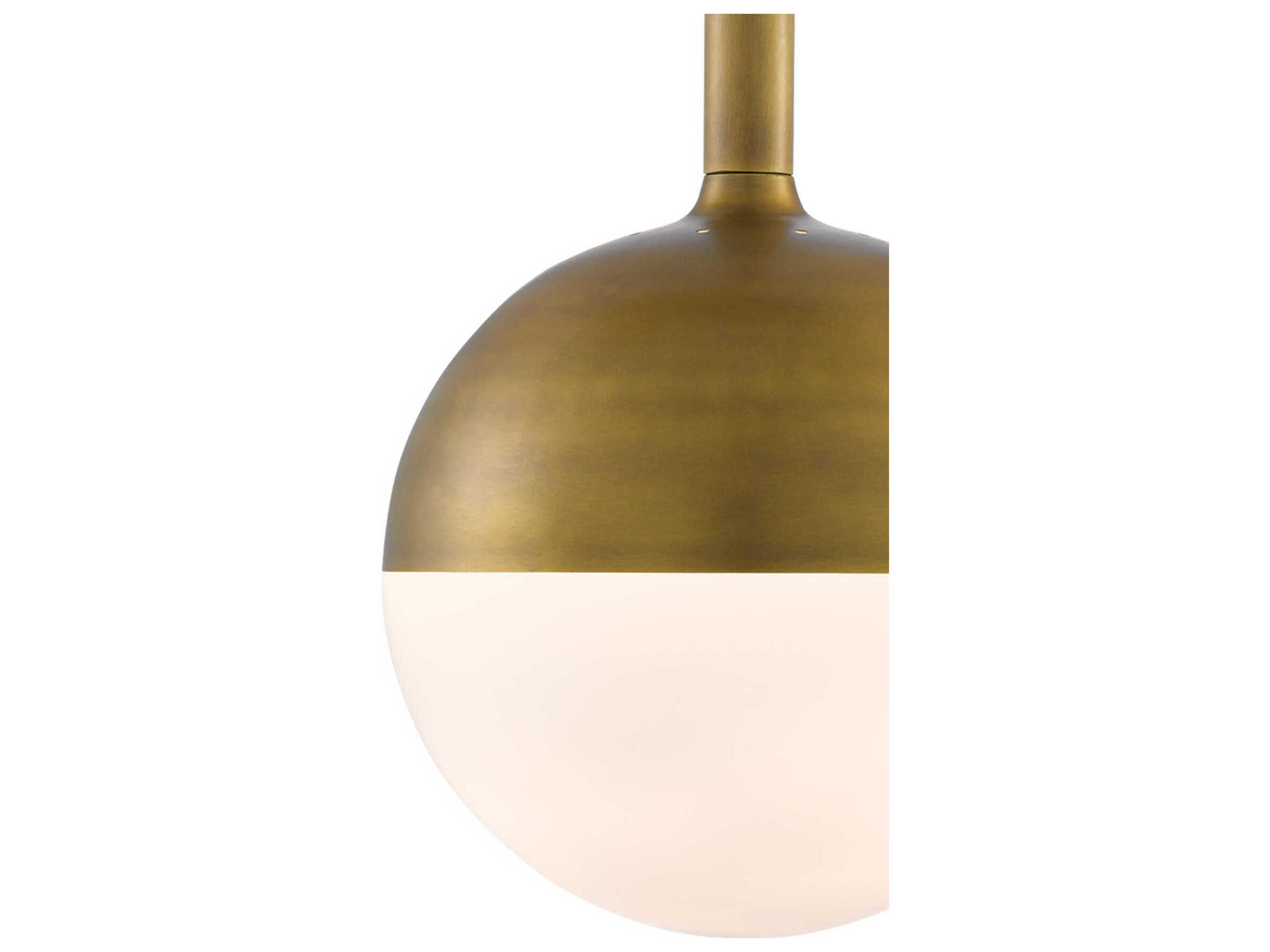 Currey & Company Moonward 1-Light Antique Brass Opaque White Glass Globe Pendant