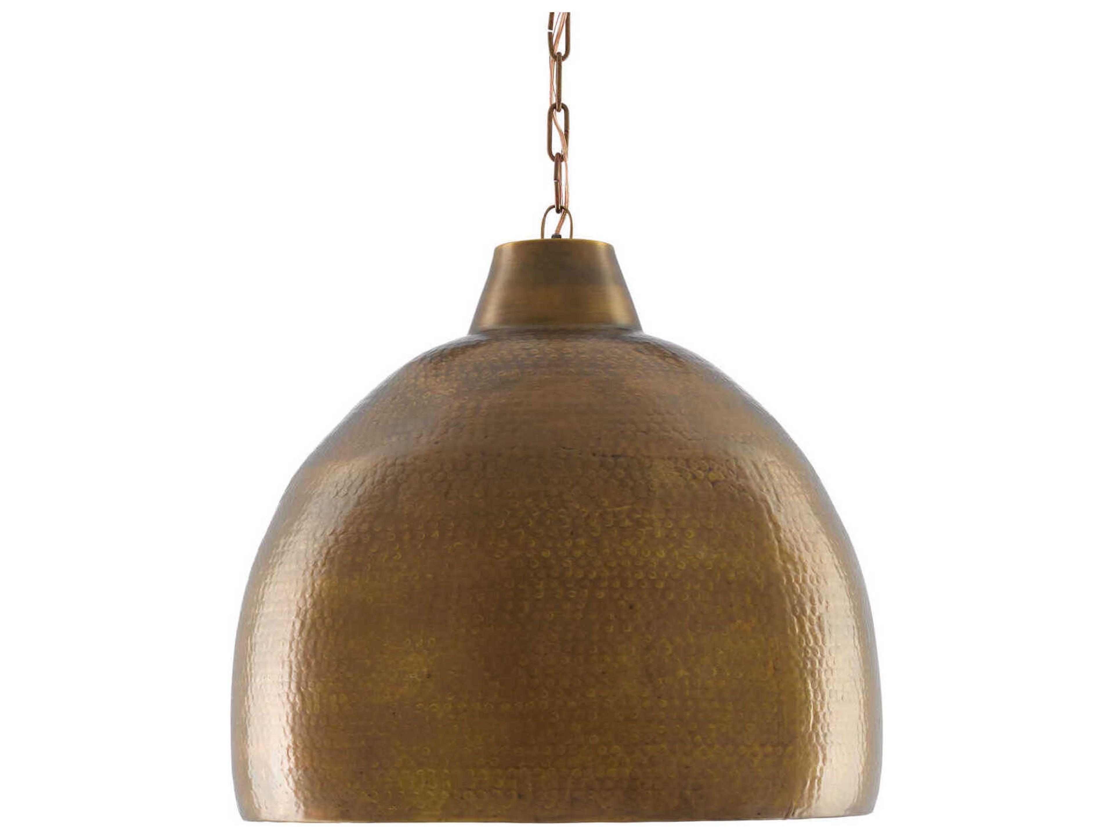 Currey & Company Earthshine 1-Light Vintage Brass Bell Pendant