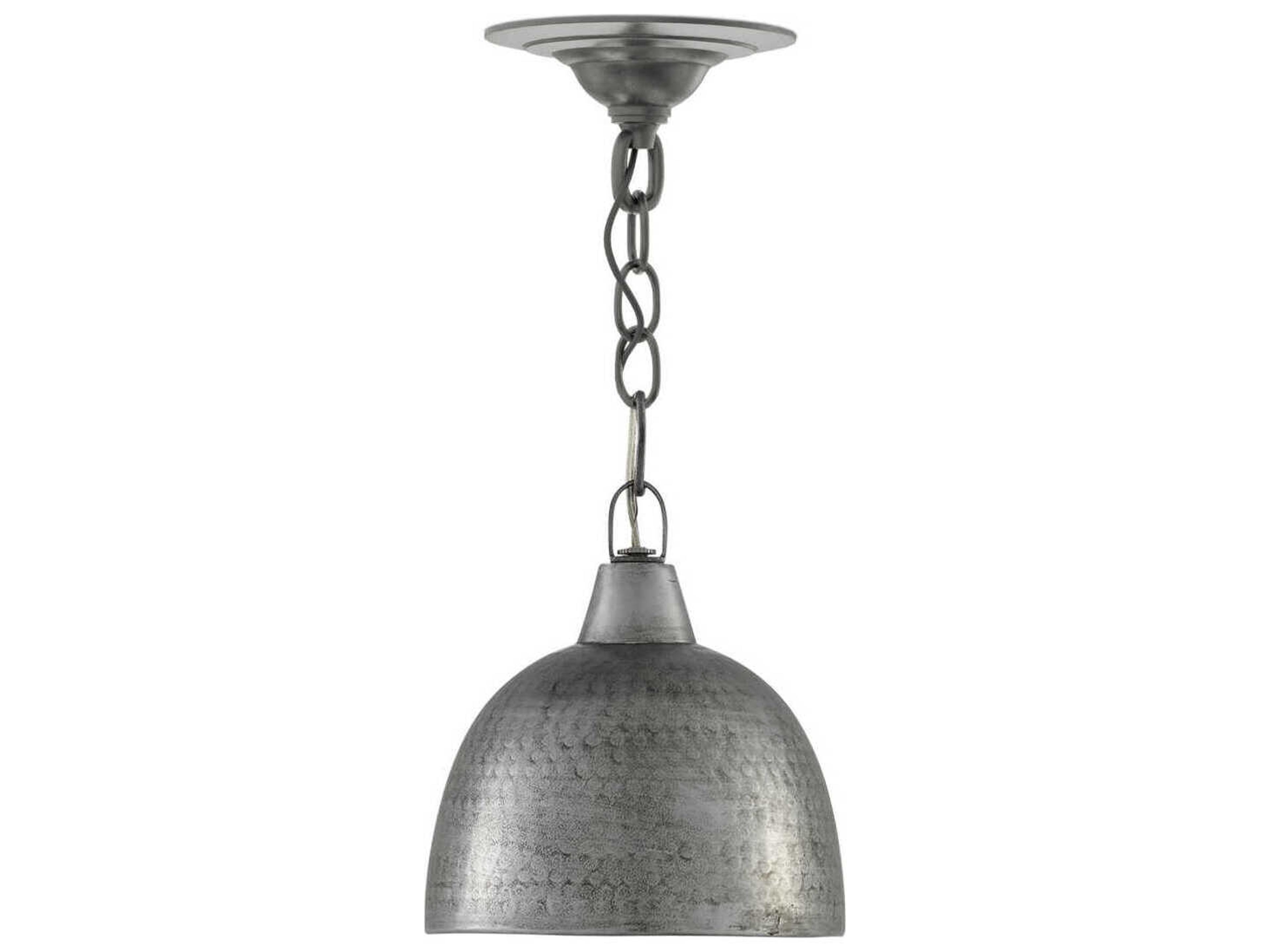 Currey & Company Earthshine 1-Light Blackened Steel Bell Mini Pendant