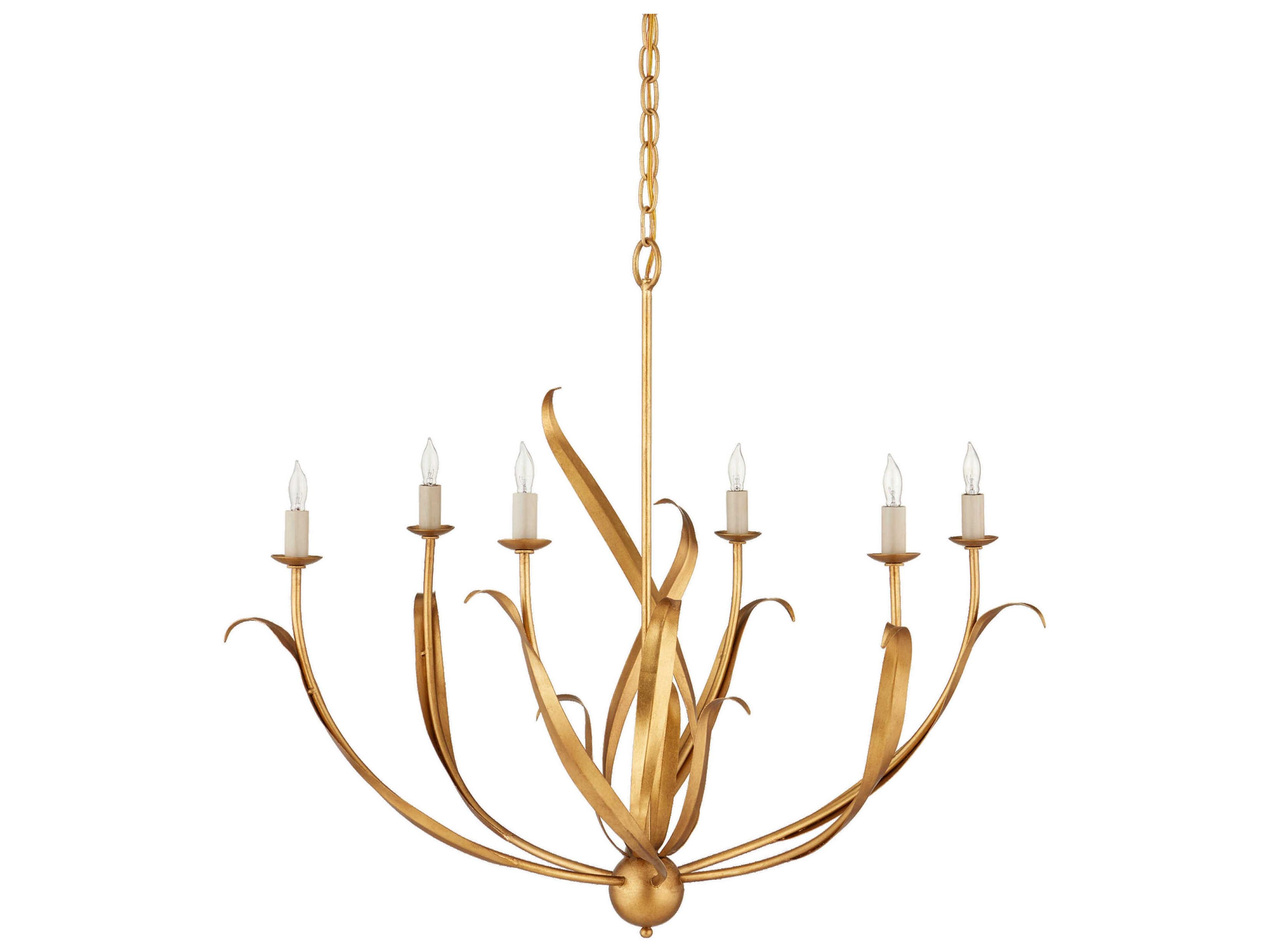 Currey & Company Menefee 6-Light Antique Gold Leaf Chandelier