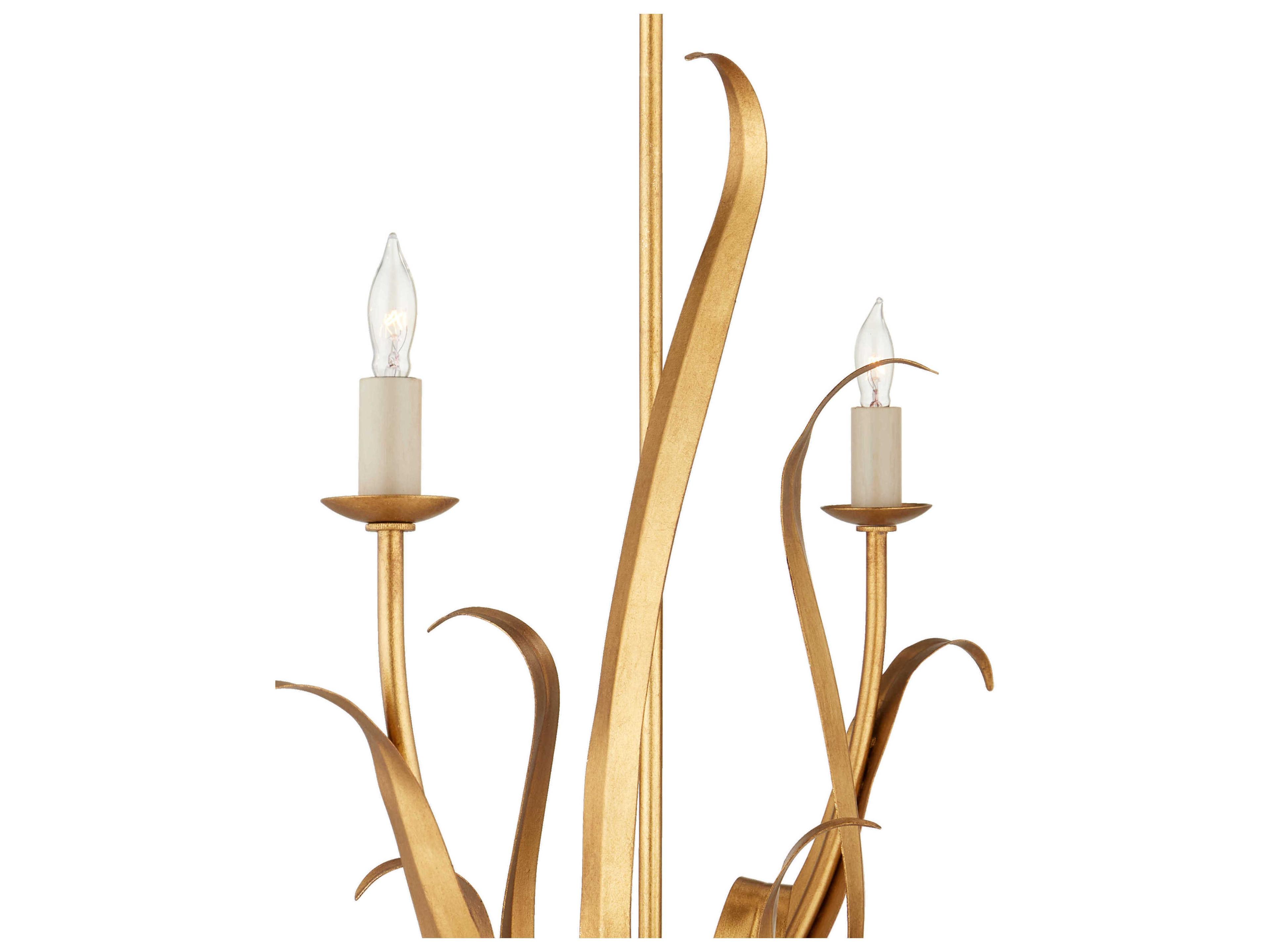 Currey & Company Menefee 6-Light Antique Gold Leaf Chandelier