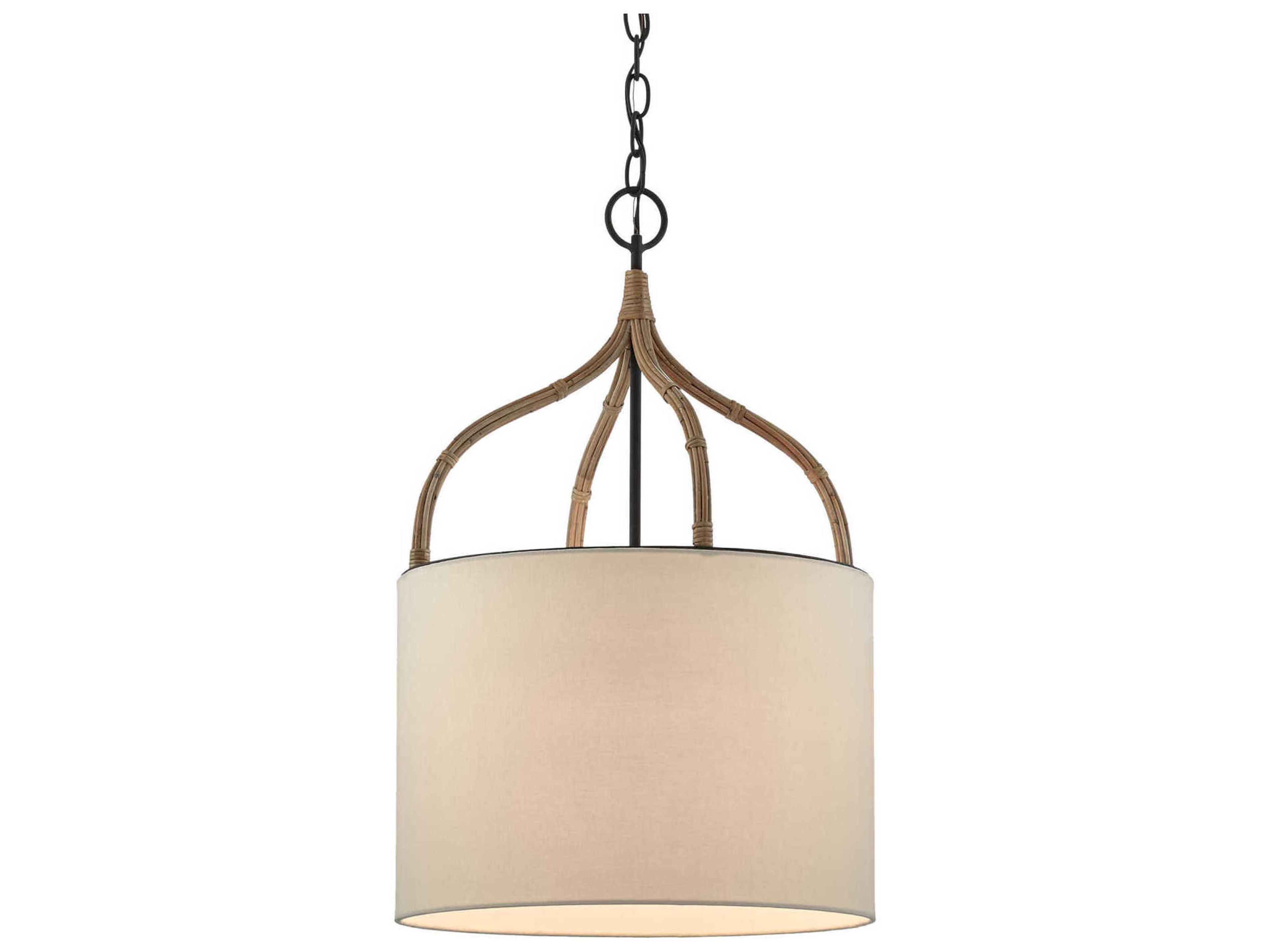Currey & Company Dunning 1-Light Blacksmith Natural Brown Cylinder Pendant
