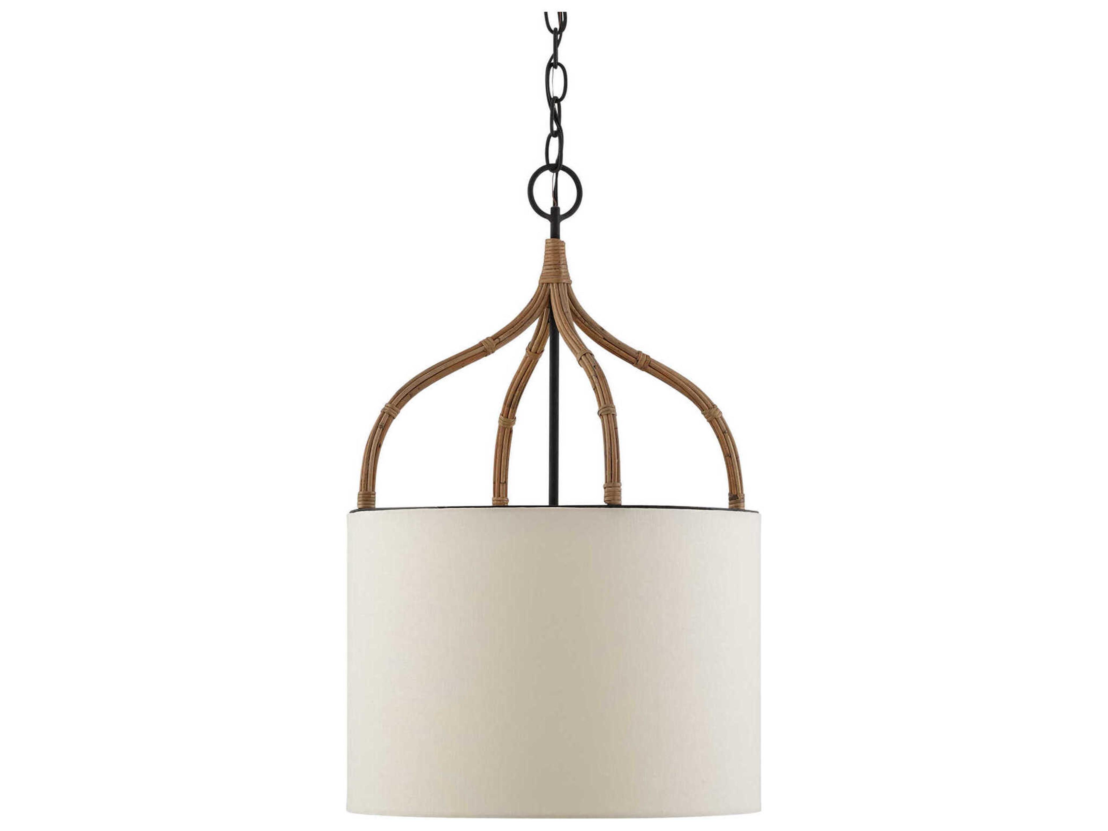 Currey & Company Dunning 1-Light Blacksmith Natural Brown Cylinder Pendant