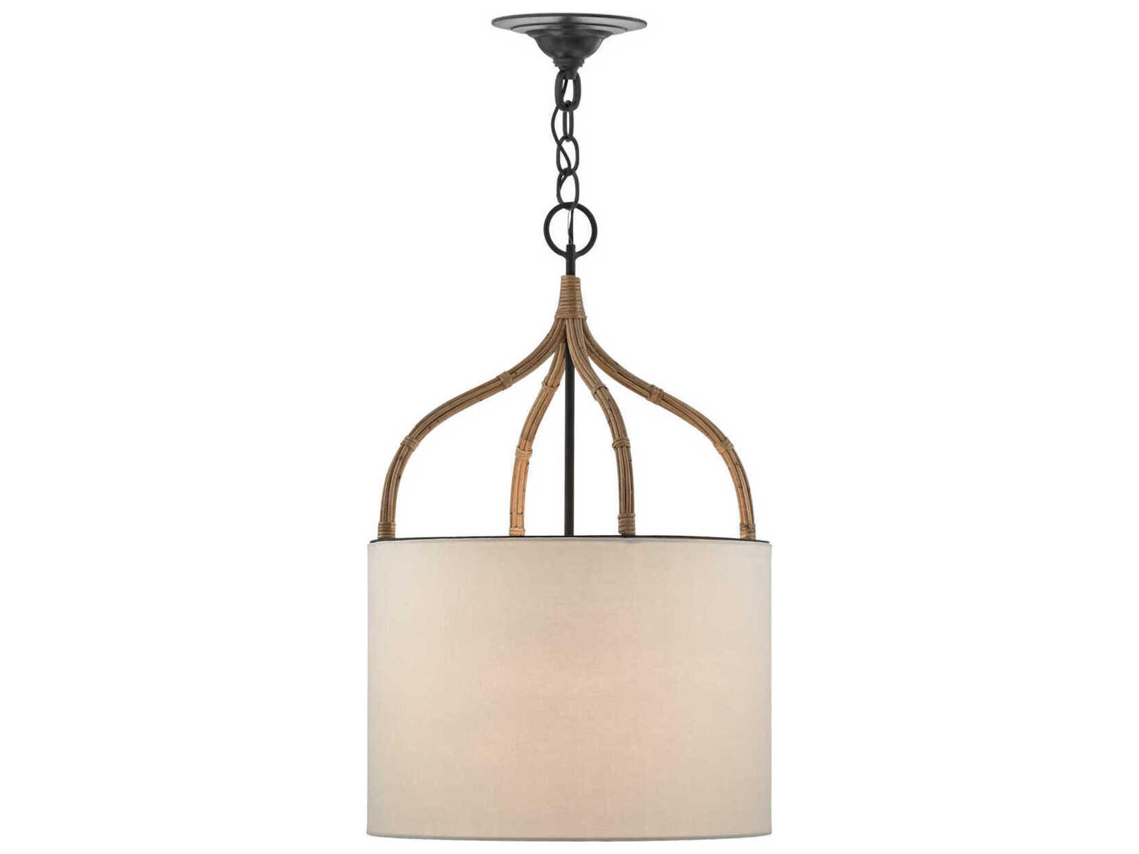 Currey & Company Dunning 1-Light Blacksmith Natural Brown Cylinder Pendant
