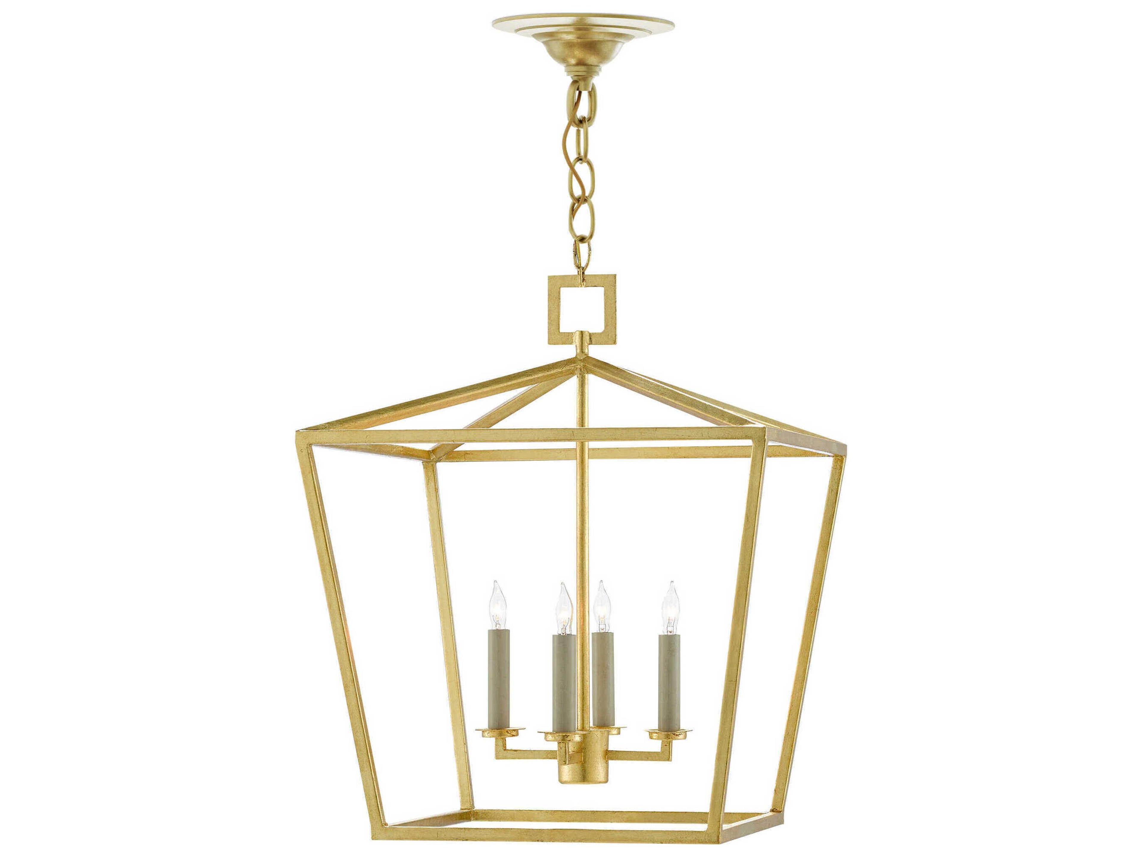 Currey & Company Denison 4-Light Contemporary Gold Leaf Candelabra Chandelier
