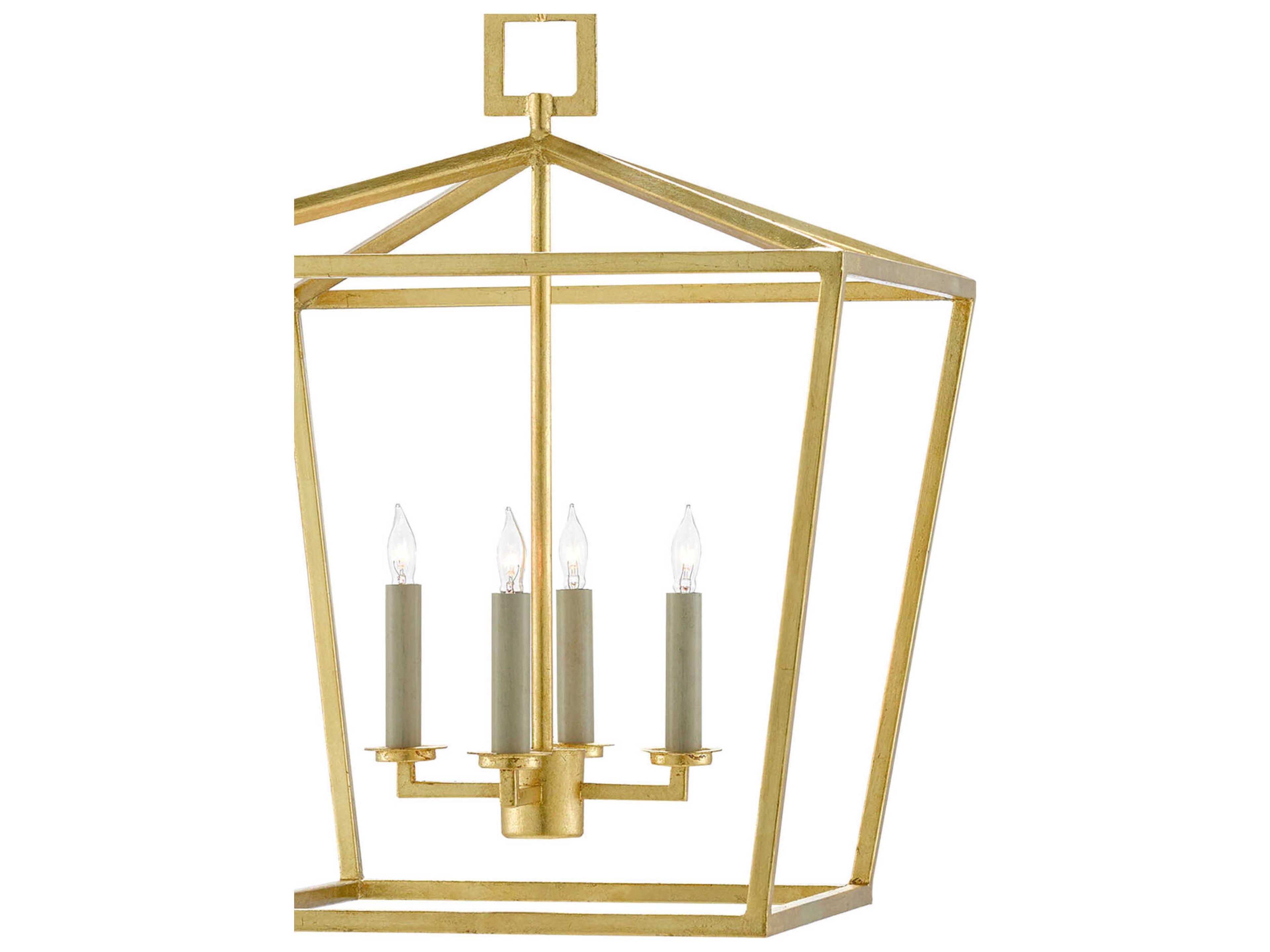 Currey & Company Denison 4-Light Contemporary Gold Leaf Candelabra Chandelier