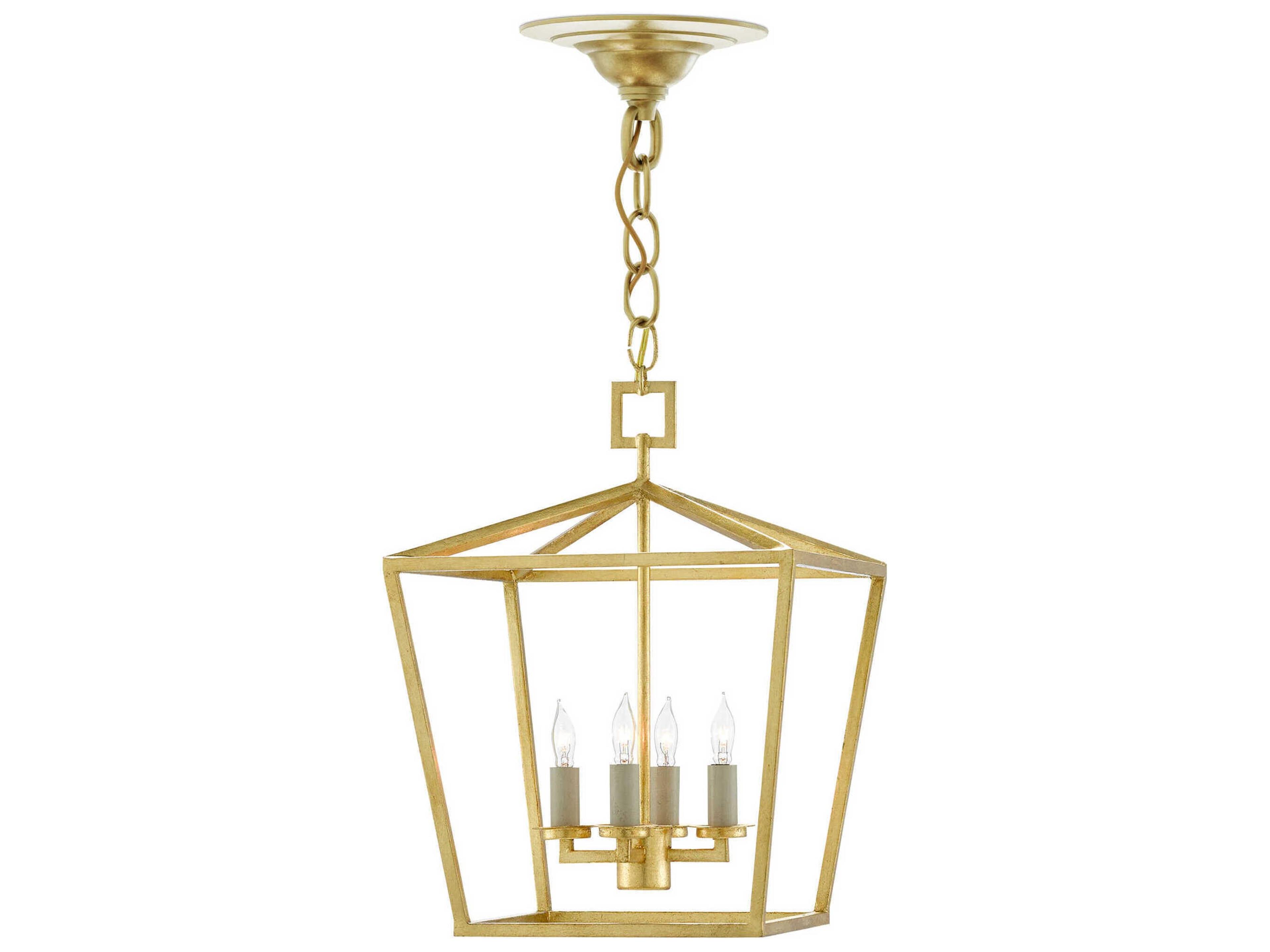 Currey & Company Denison 4-Light Contemporary Gold Leaf Candelabra Chandelier