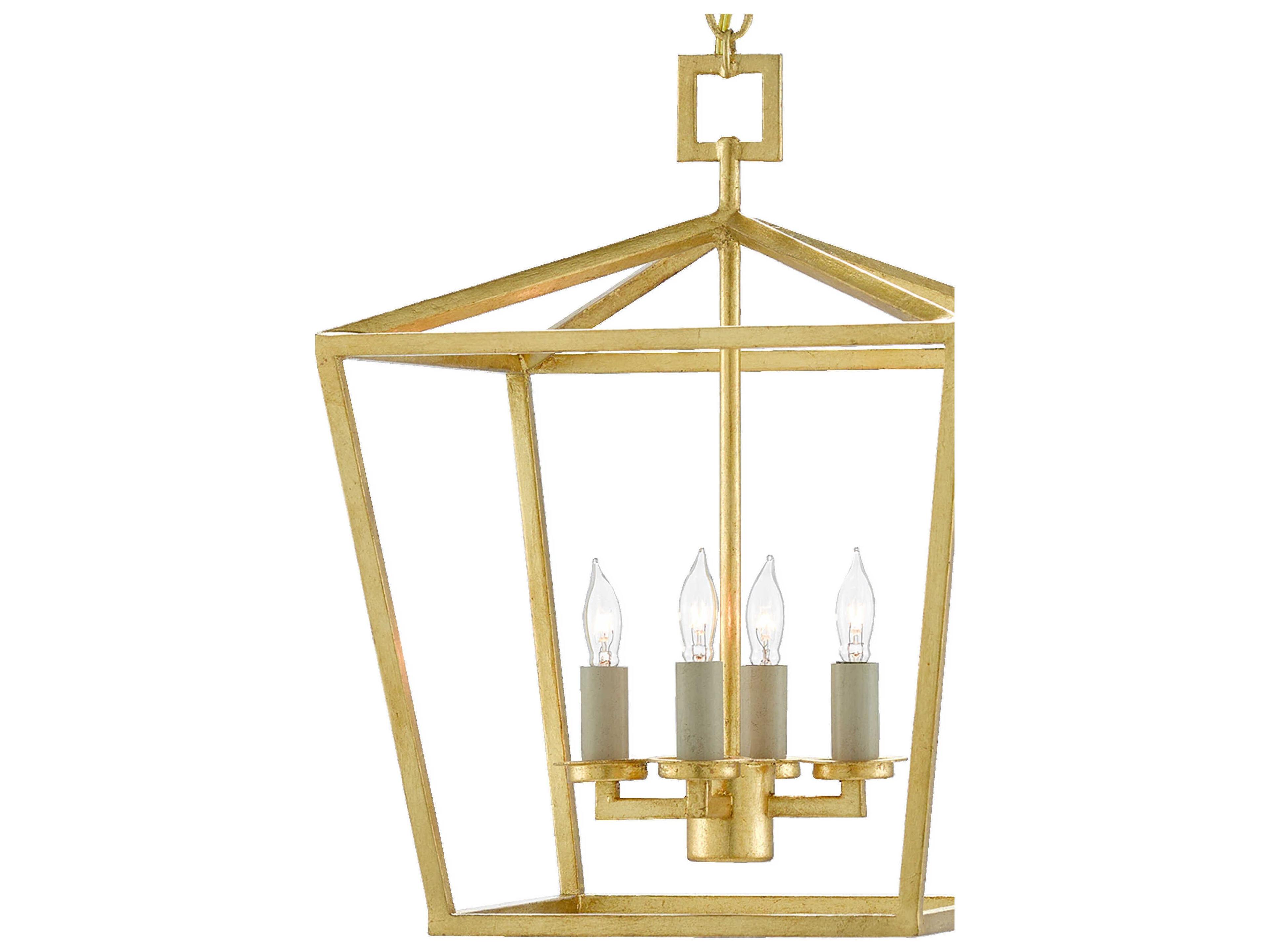 Currey & Company Denison 4-Light Contemporary Gold Leaf Candelabra Chandelier