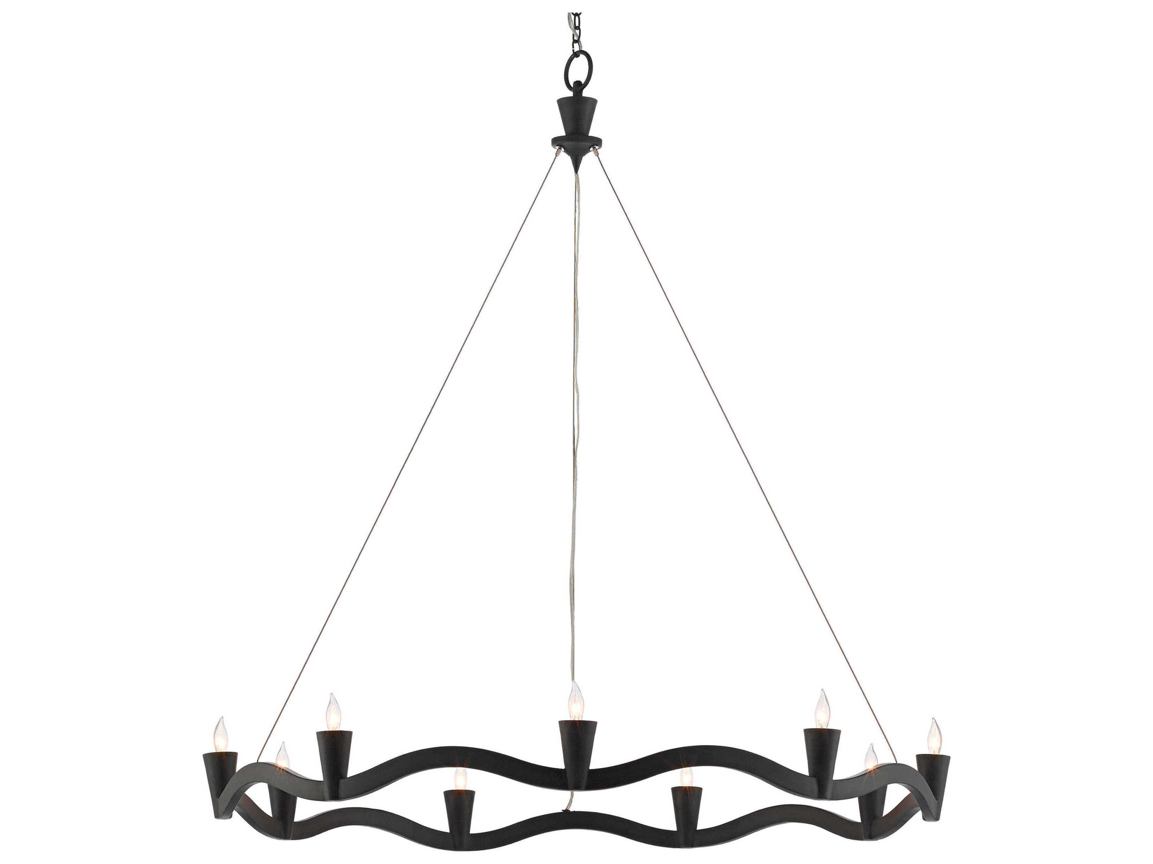 Currey & Company Serpentina 9-Light Antique Black Candelabra Round Chandelier