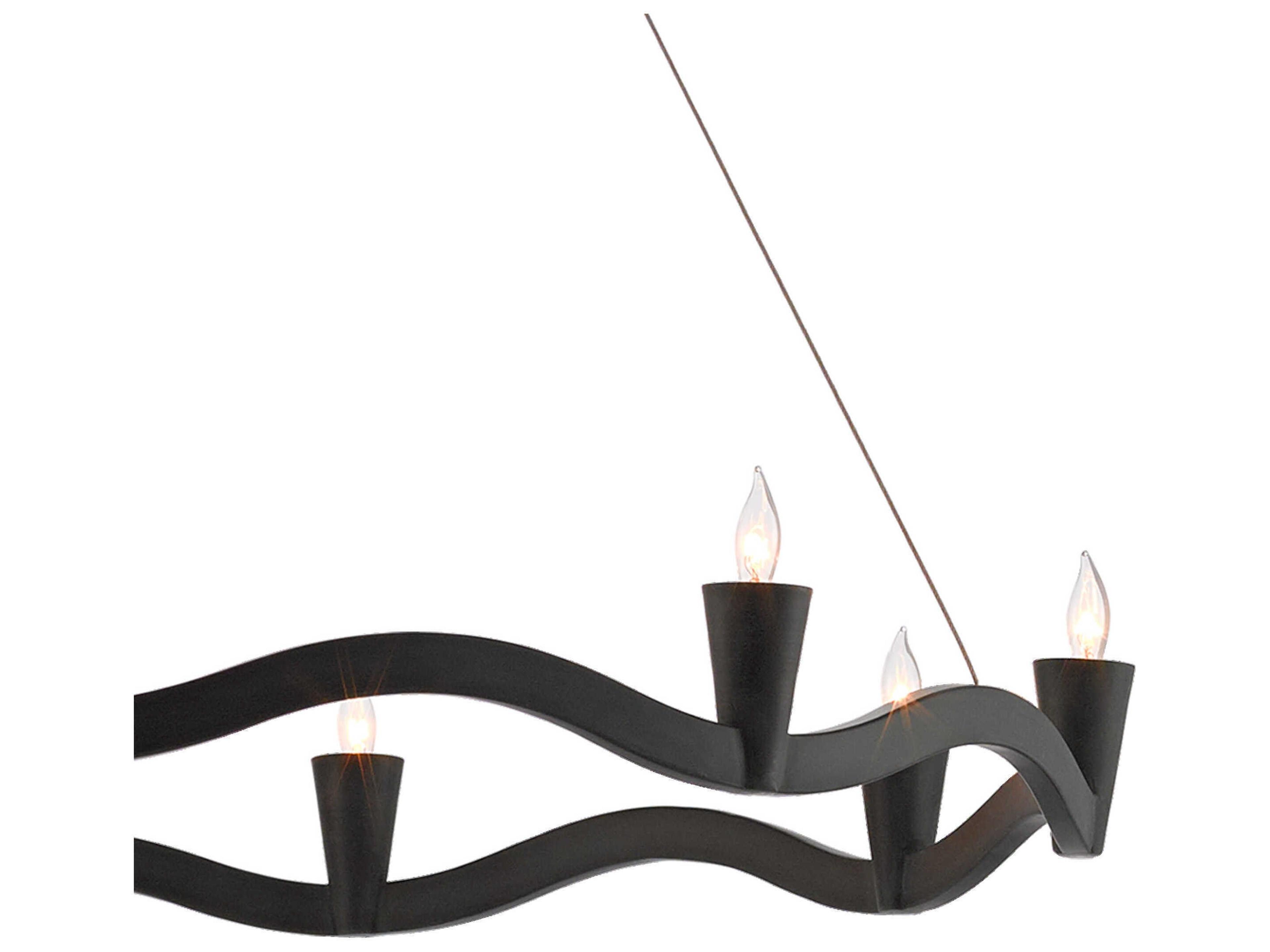 Currey & Company Serpentina 9-Light Antique Black Candelabra Round Chandelier