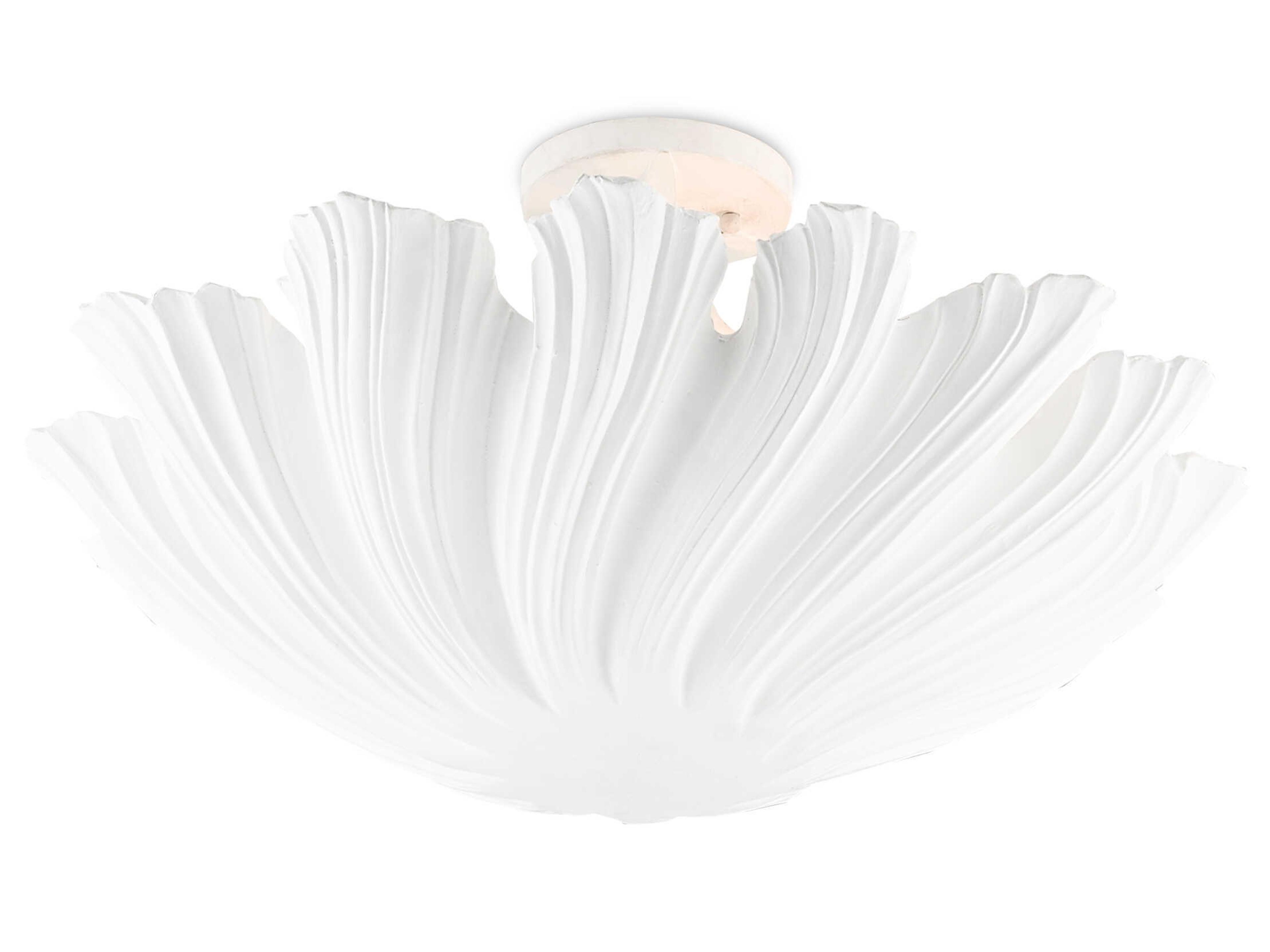 Currey & Company Hadley 3-Light Gesso White Bowl Semi Flush Mount