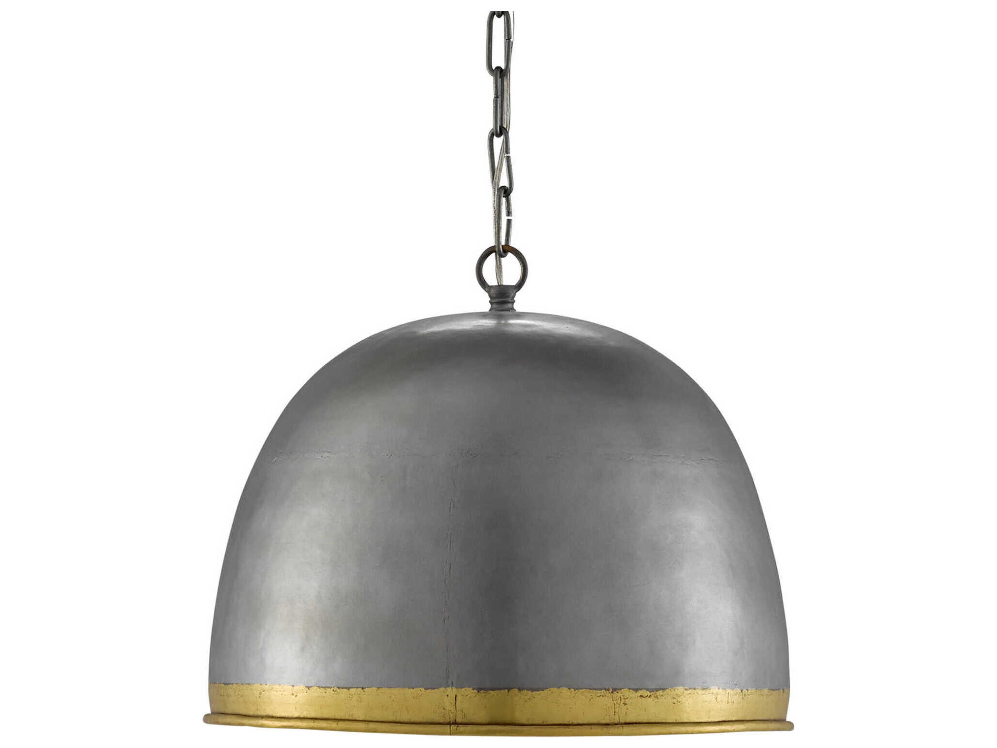 Currey & Company Matute 1-Light Pewter Polished Brass Bell Pendant