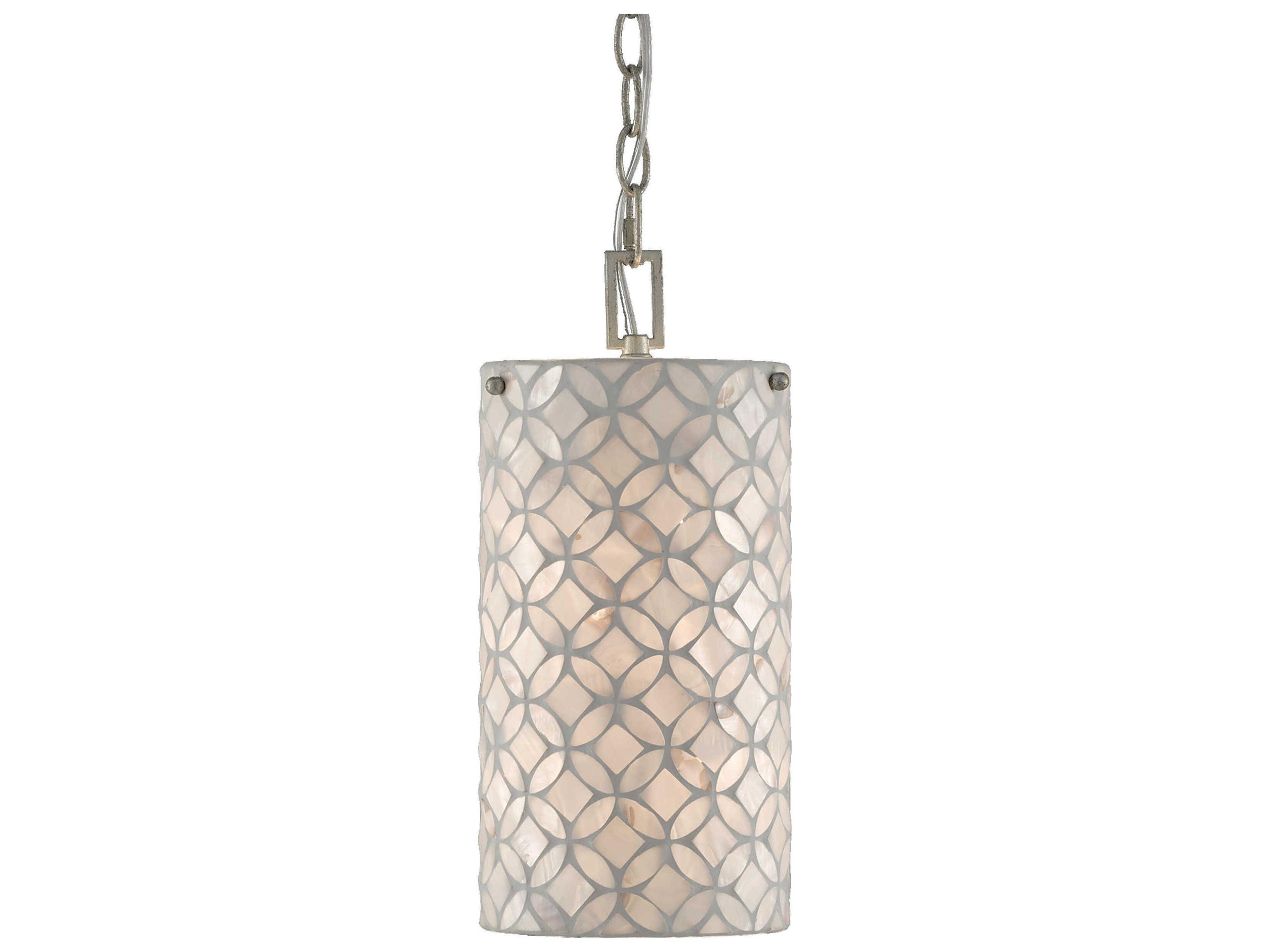 Ellison 1-Light Pearl Antique Silver Leaf Glass Cylinder Mini Pendant