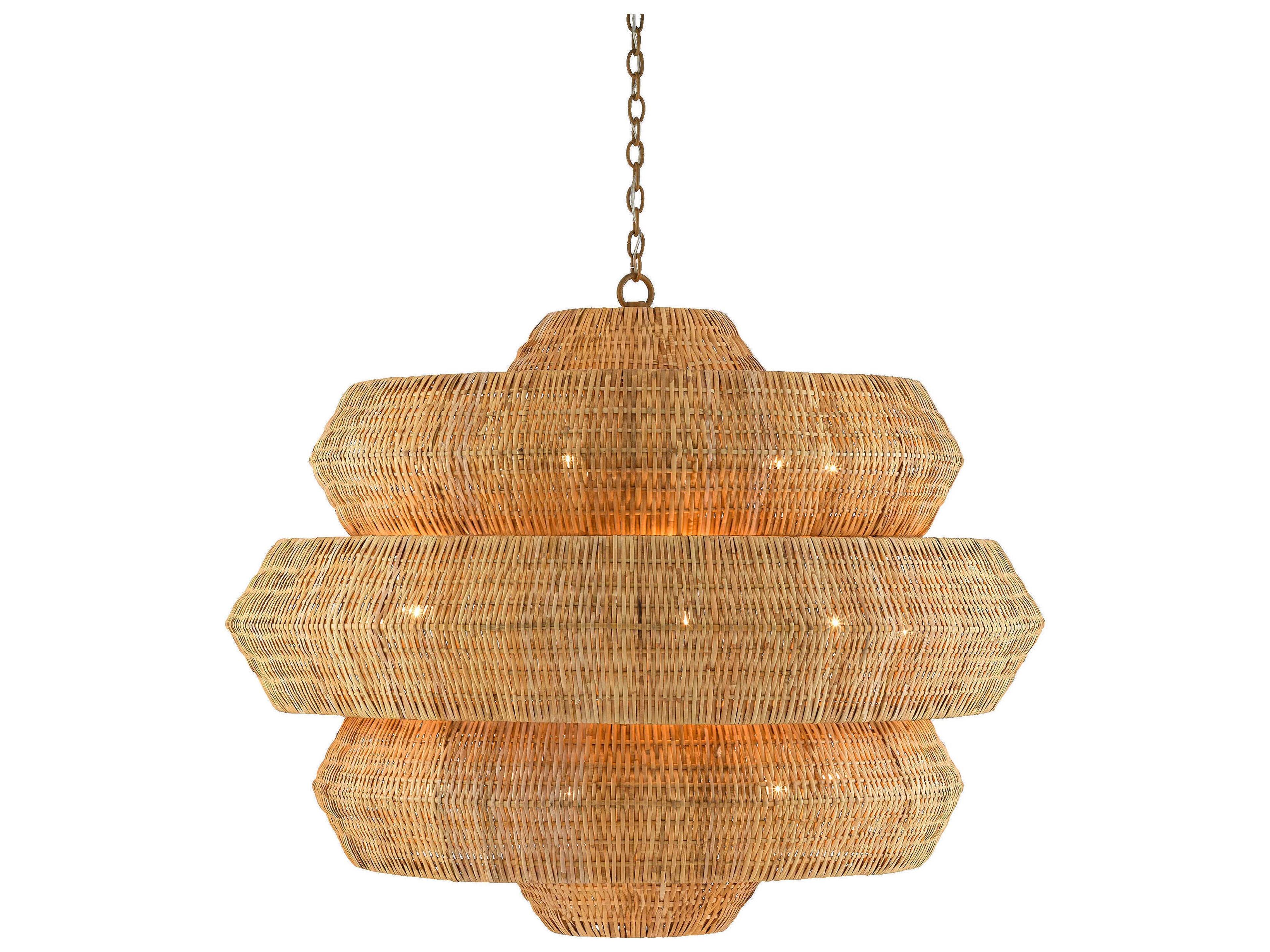 Antibes 18-Light Khaki Natural Brown Tiered Chandelier