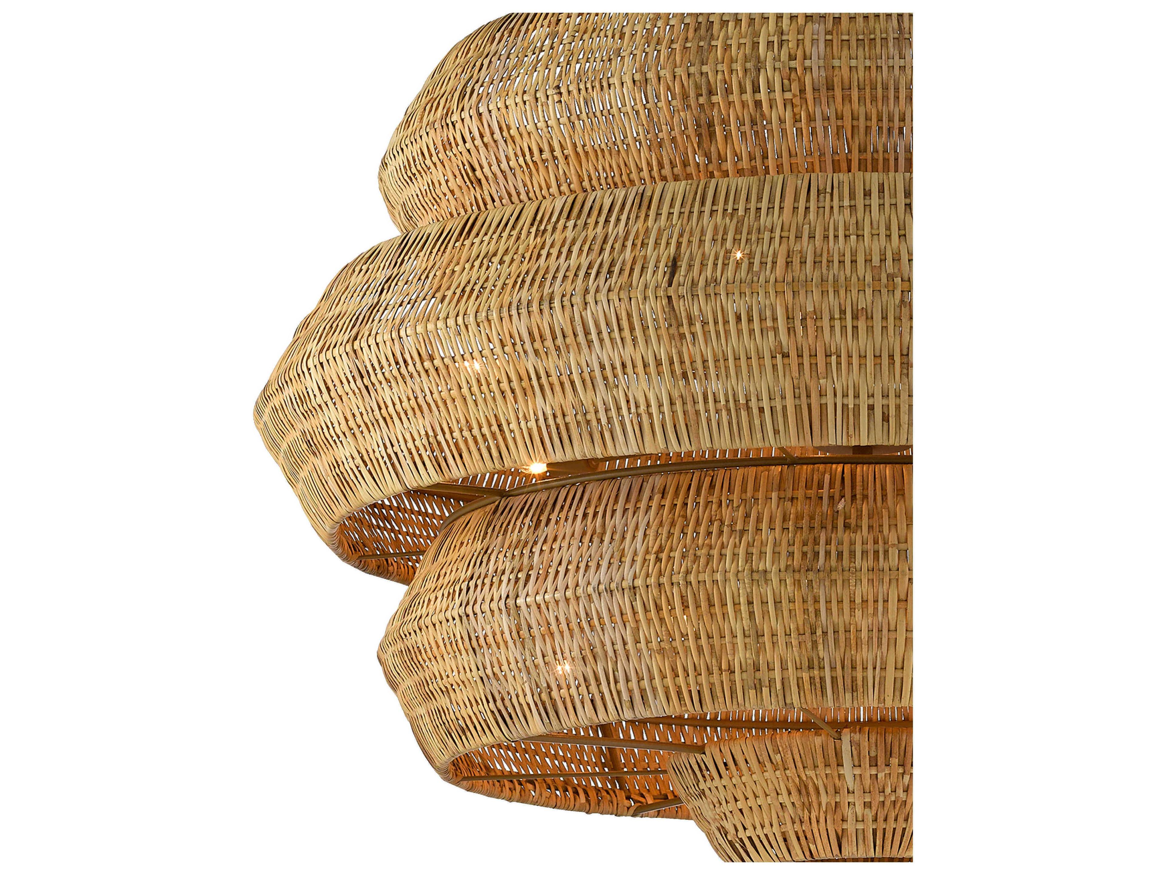 Currey & Company Antibes 18-Light Khaki Natural Brown Tiered Chandelier