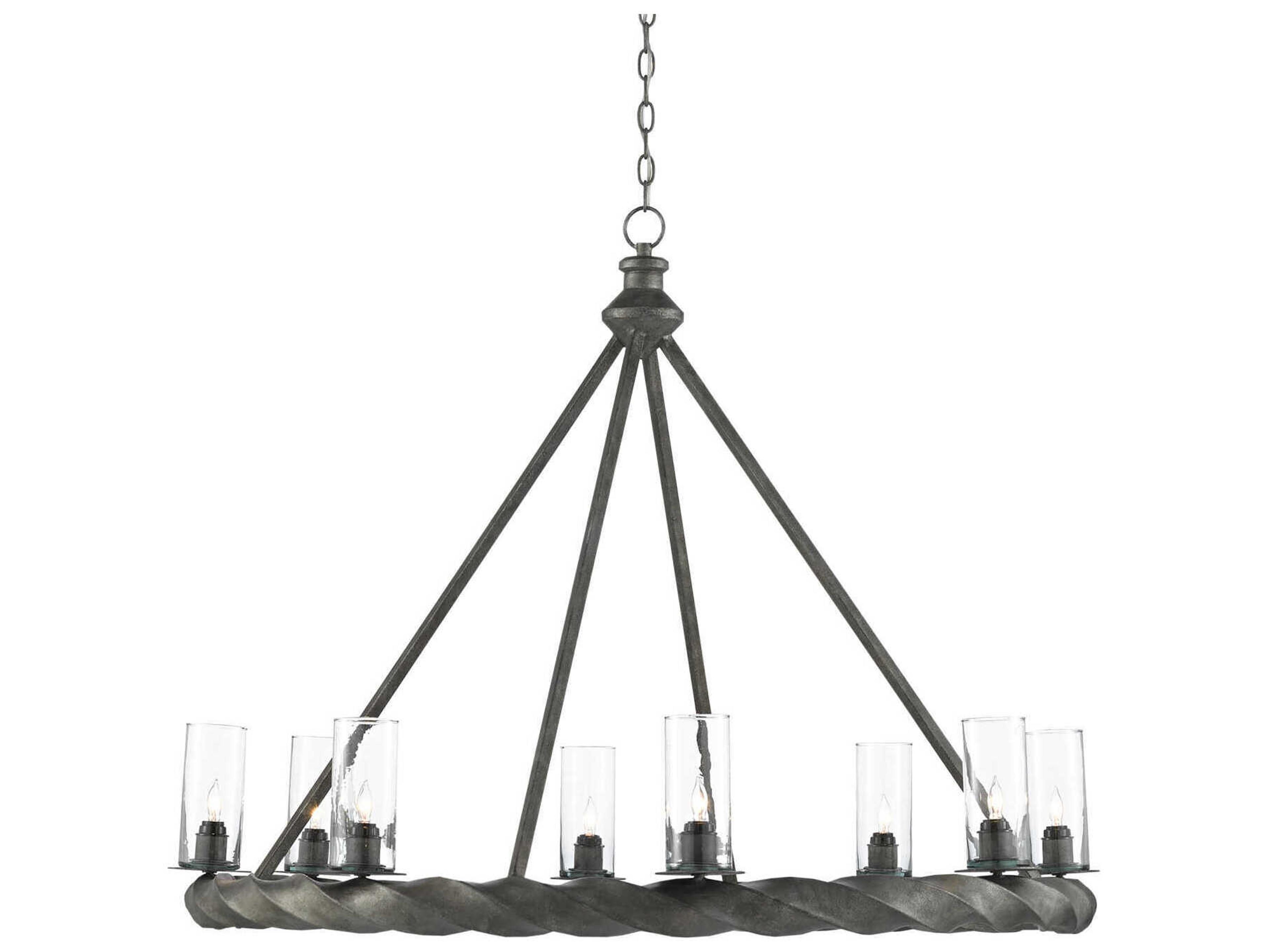 Currey & Company Orson 8-Light Light Mole Gray Glass Candelabra Chandelier